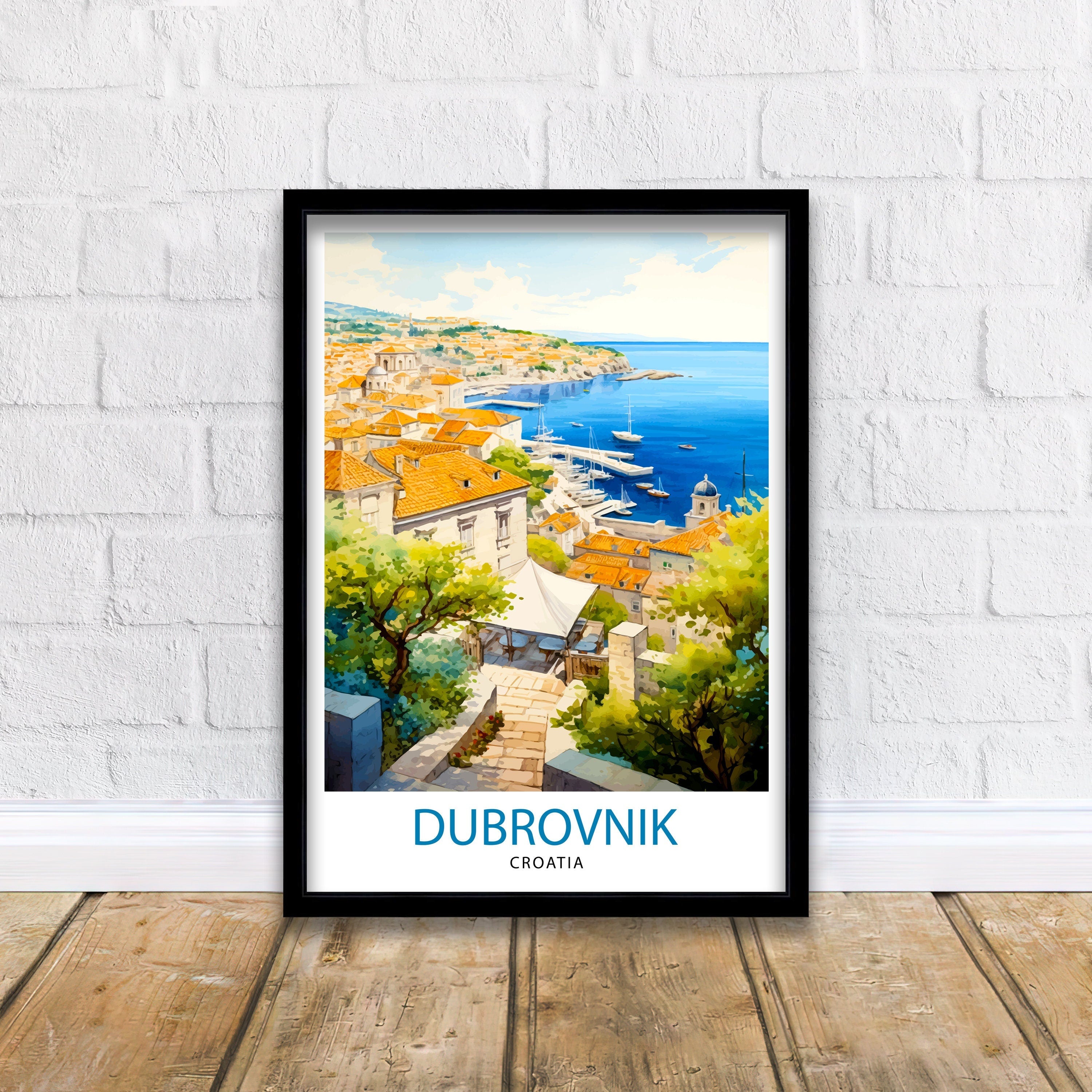 Dubrovnik Croatia Travel Print Dubrovnik Wall Decor Dubrovnik Poster Croatia Travel Prints Dubrovnik Art Print Dubrovnik Illustration
