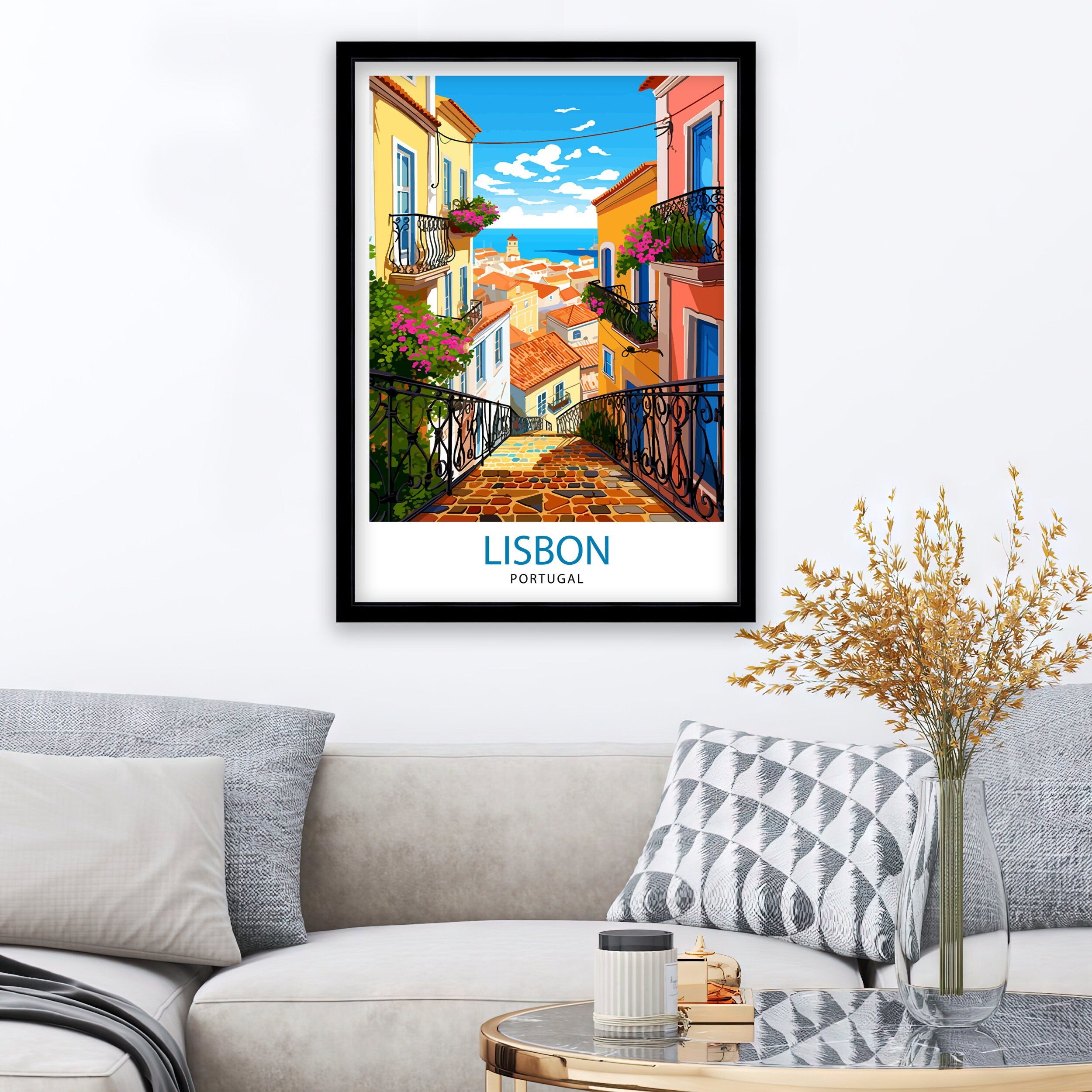 Lisbon Portugal Travel Print Lisbon Wall Decor Lisbon Poster Portugal Travel Prints Lisbon Art Print Lisbon Illustration Lisbon Wall Art