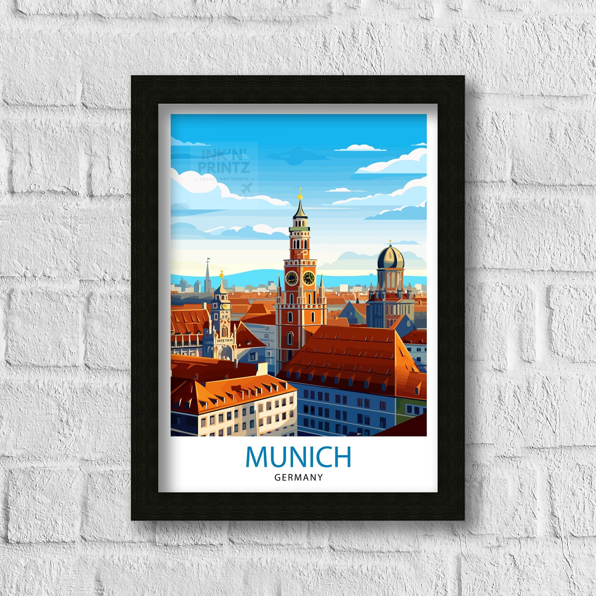 Munich Germany Travel Print Munich Wall Decor Munich Poster Germany Travel Prints Munich Art Print Munich Illustration Munich Wall Art
