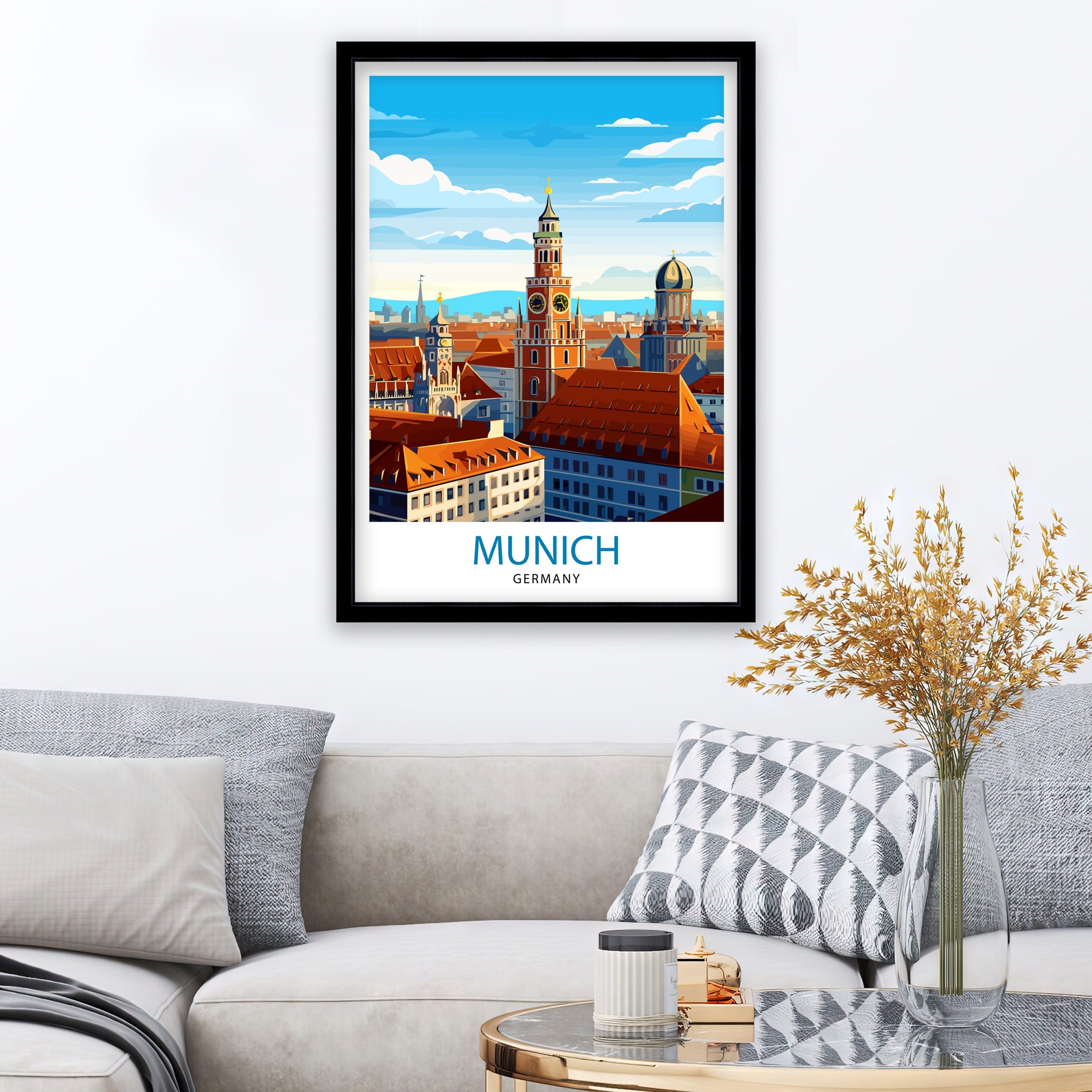 Munich Germany Travel Print Munich Wall Decor Munich Poster Germany Travel Prints Munich Art Print Munich Illustration Munich Wall Art