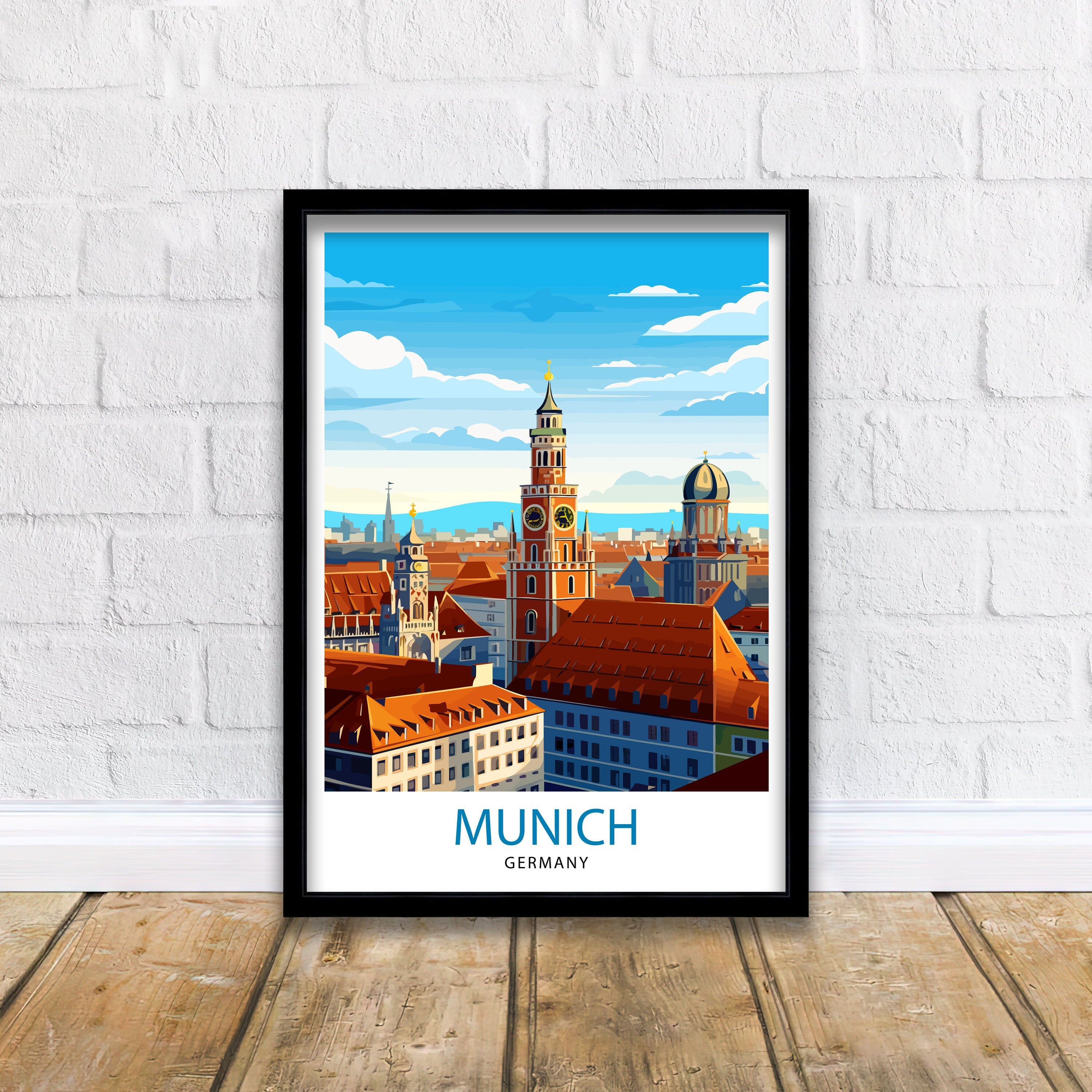 Munich Germany Travel Print Munich Wall Decor Munich Poster Germany Travel Prints Munich Art Print Munich Illustration Munich Wall Art