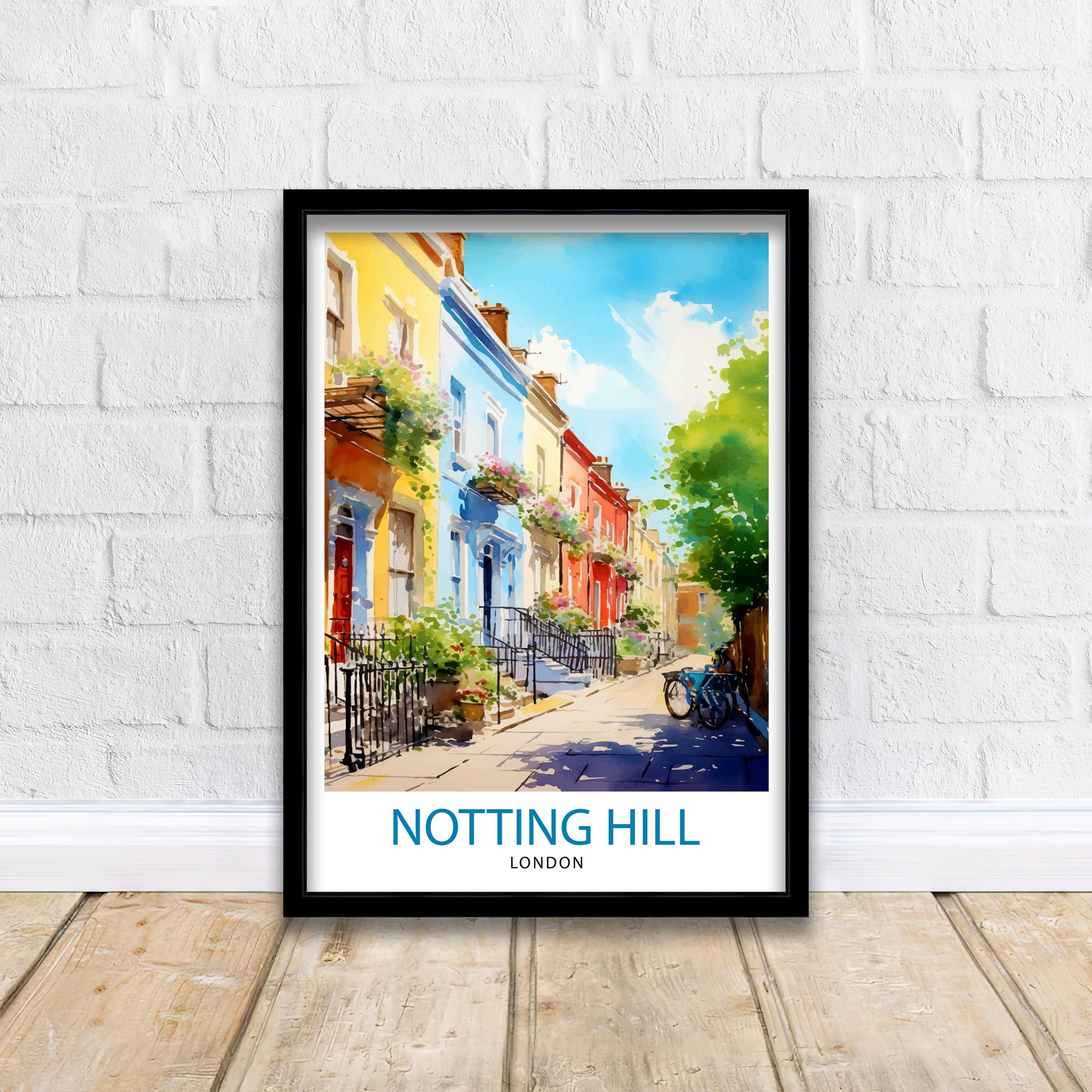 Notting Hill London Travel Print Notting Hill Wall Decor Notting Hill Poster London Travel Prints Notting Hill Art Print Notting Hill