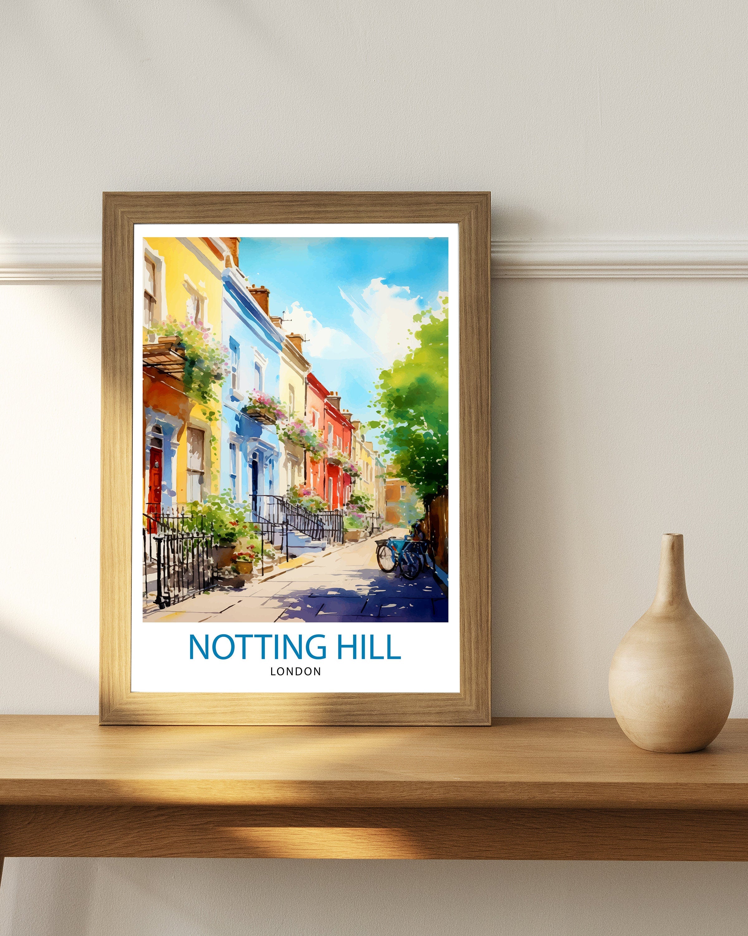 Notting Hill London Travel Print Notting Hill Wall Decor Notting Hill Poster London Travel Prints Notting Hill Art Print Notting Hill