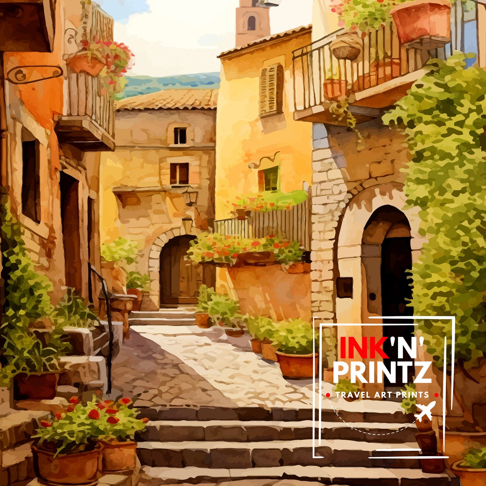 Orvieto Italy Travel Print Orvieto Wall Decor Orvieto Poster Italy Travel Prints Orvieto Art Print Orvieto Illustration Orvieto