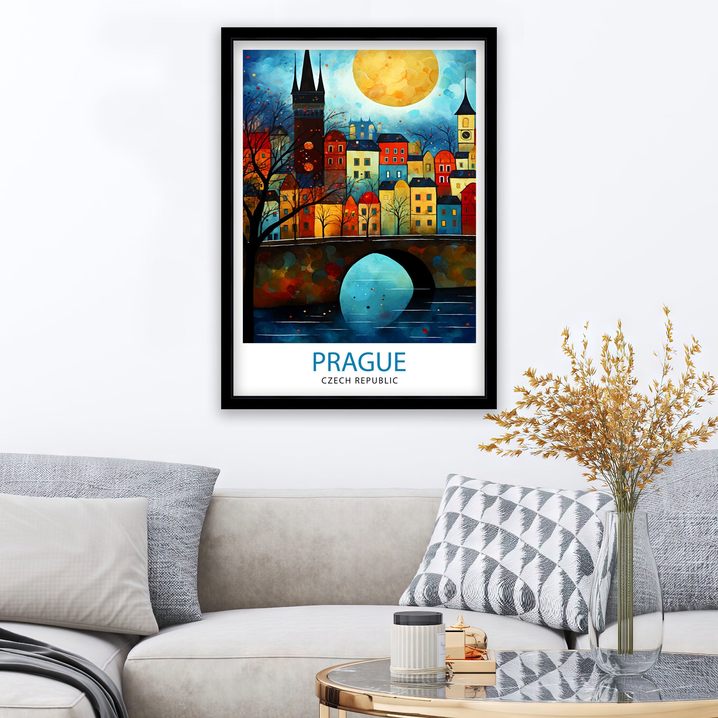 Prague Czech Republic Travel Print Prague Wall Decor Prague Poster Czech Republic Travel Prints Prague Art Print Prague Illustration