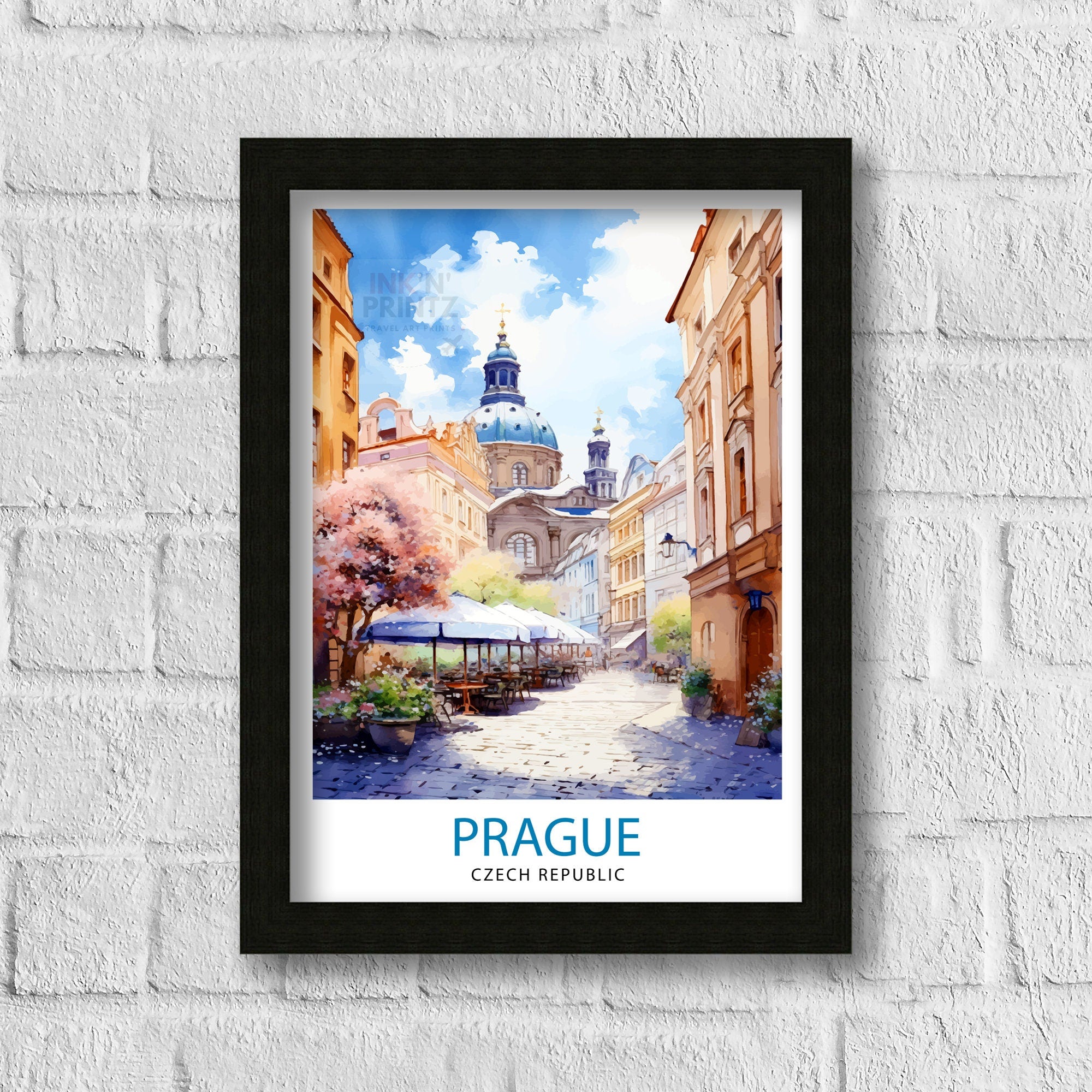 Prague Czech Republic Travel Print Prague Wall Decor Prague Poster Czech Republic Travel Prints Prague Art Print Prague Illustration