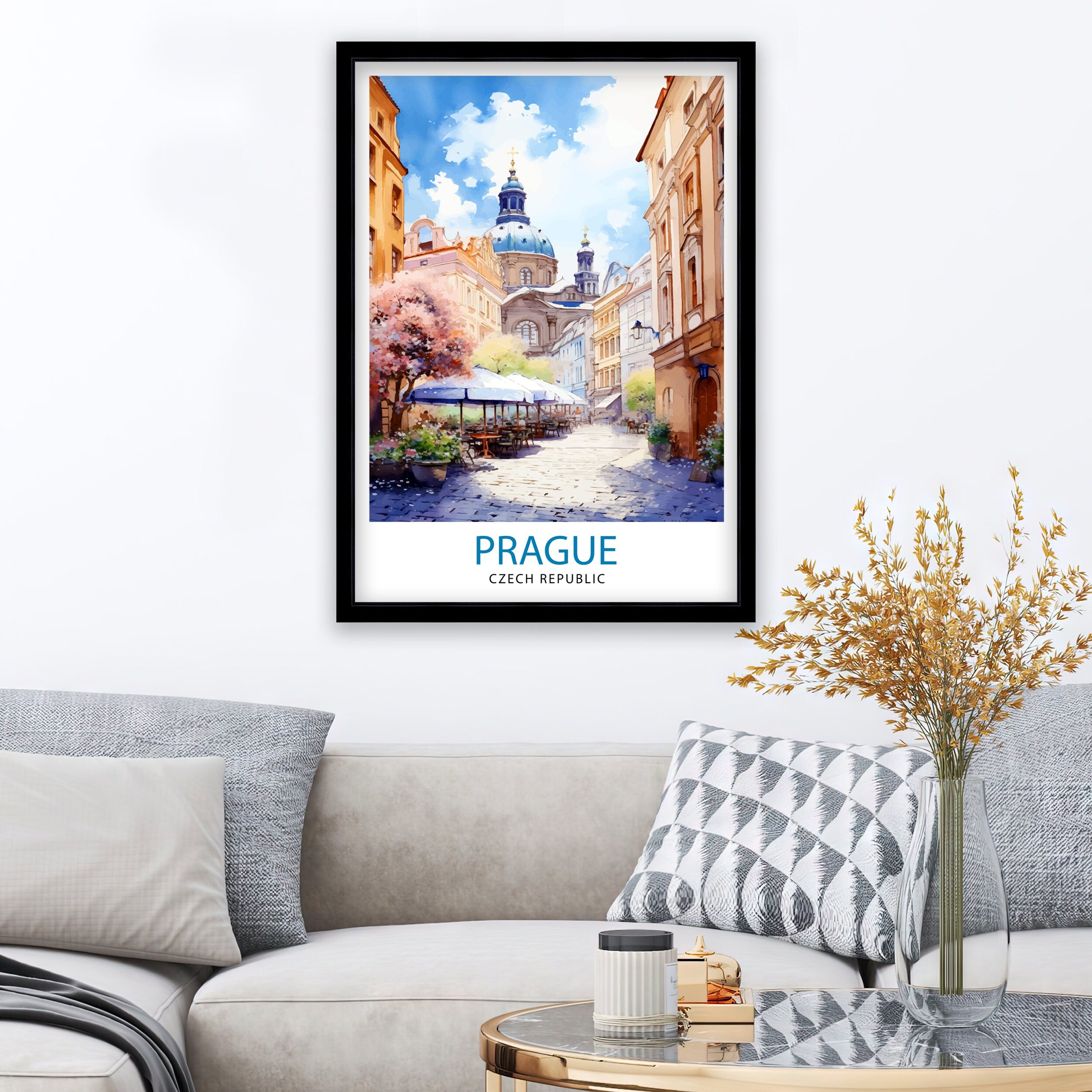 Prague Czech Republic Travel Print Prague Wall Decor Prague Poster Czech Republic Travel Prints Prague Art Print Prague Illustration