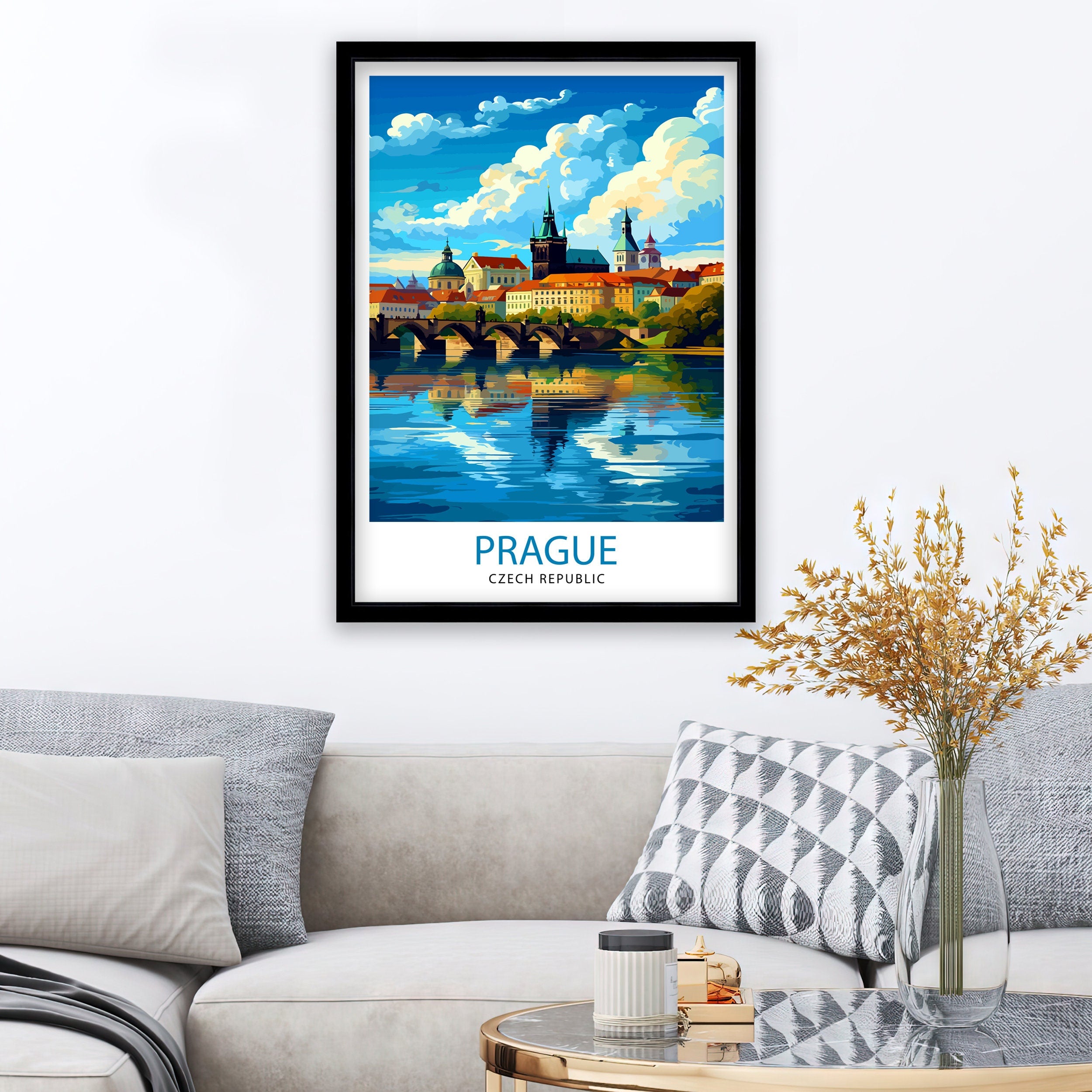 Prague Czech Republic Travel Print Prague Wall Decor Prague Poster Czech Republic Travel Prints Prague Art Print Prague Illustration