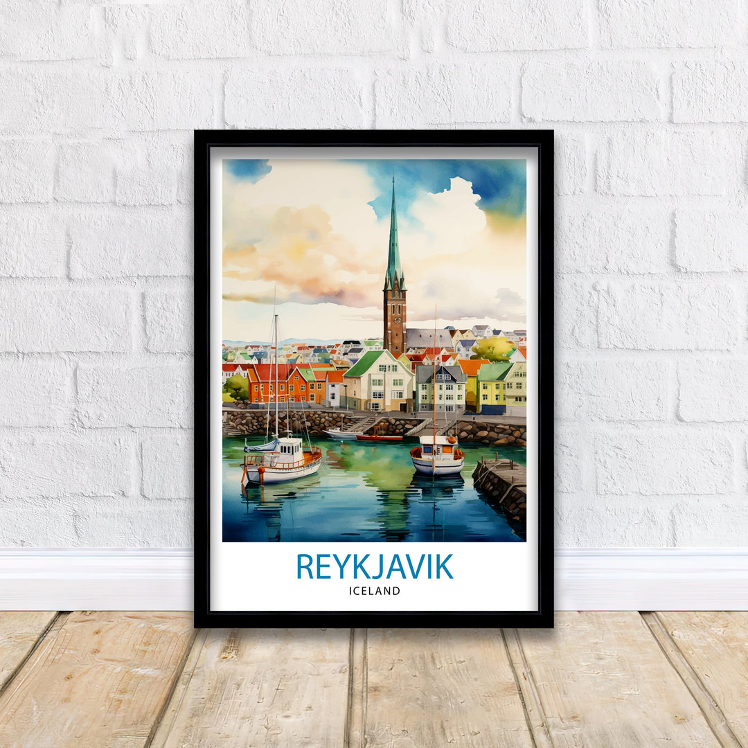 Reykjavik Iceland Travel Poster Reykjavik