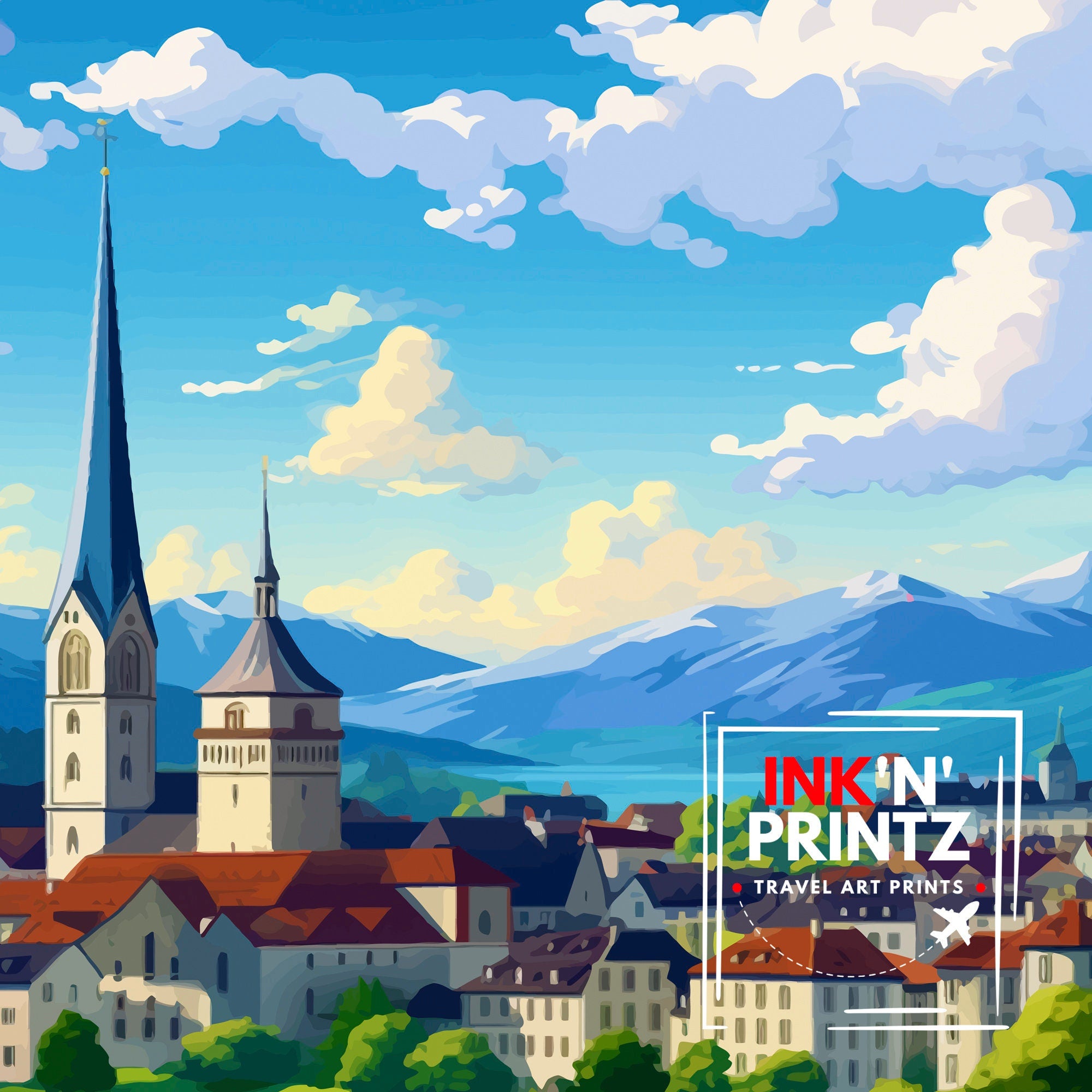 Zurich Switzerland Travel Poster Zurich