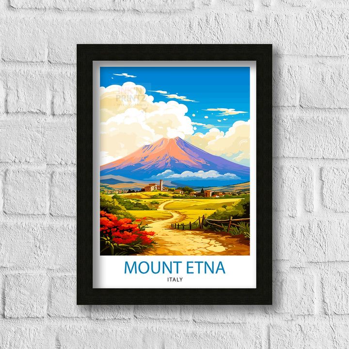 Mount Etna Sicily Travel Poster Mount Etna