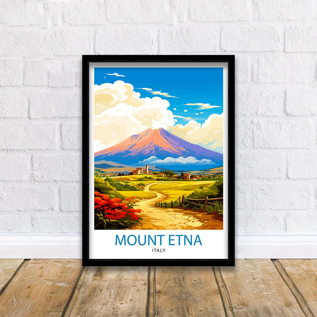 Mount Etna Sicily Travel Poster Mount Etna