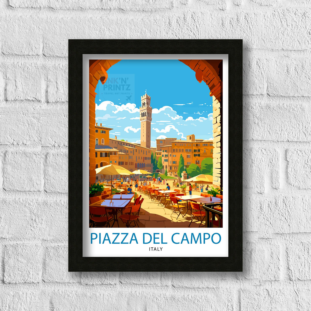 Piazza del Campo Italy Travel Poster Siena