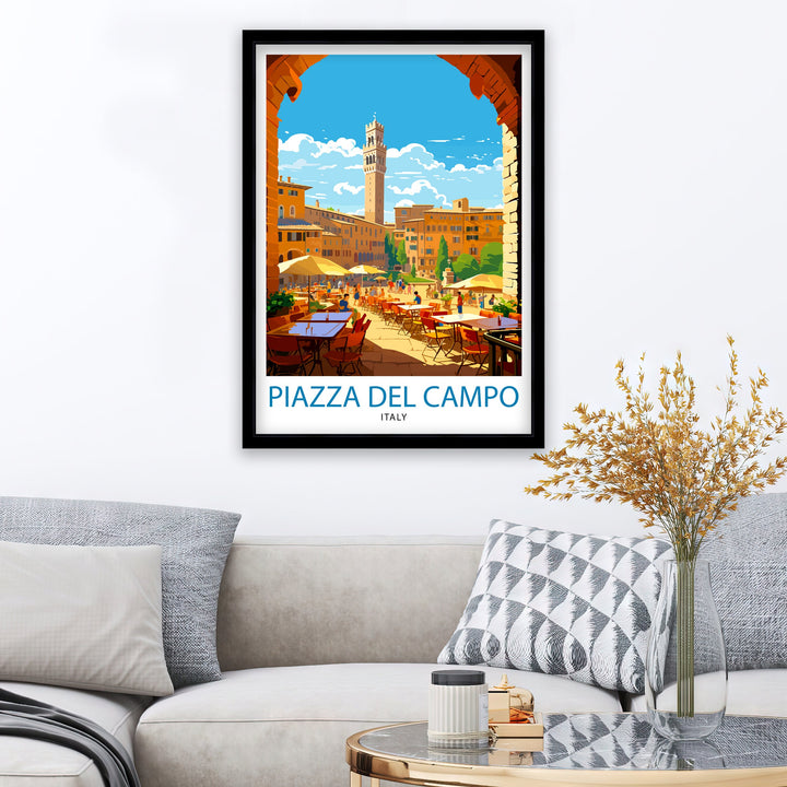 Piazza del Campo Italy Travel Poster Siena