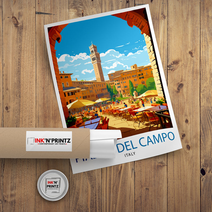 Piazza del Campo Italy Travel Poster Siena