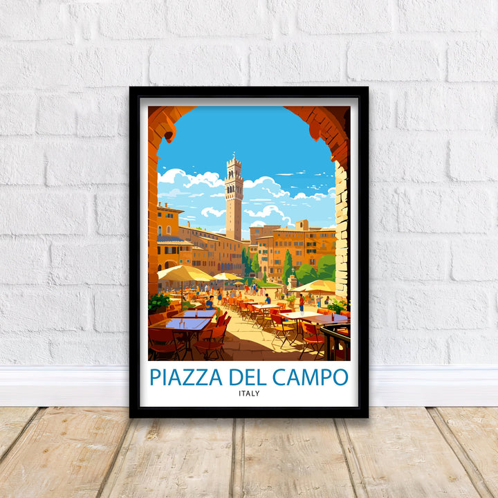 Piazza del Campo Italy Travel Poster Siena