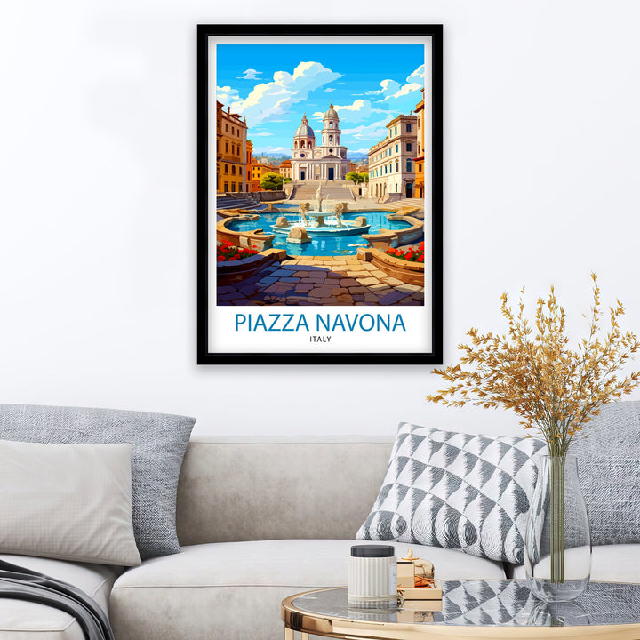 Piazza Navona Italy Travel Poster - Piazza Navona