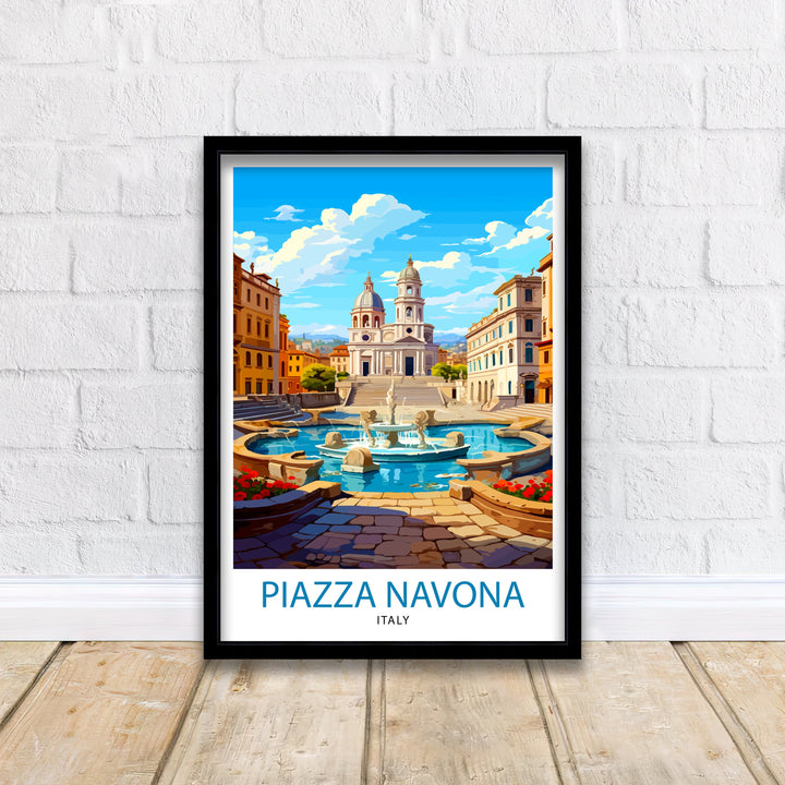 Piazza Navona Italy Travel Poster - Piazza Navona