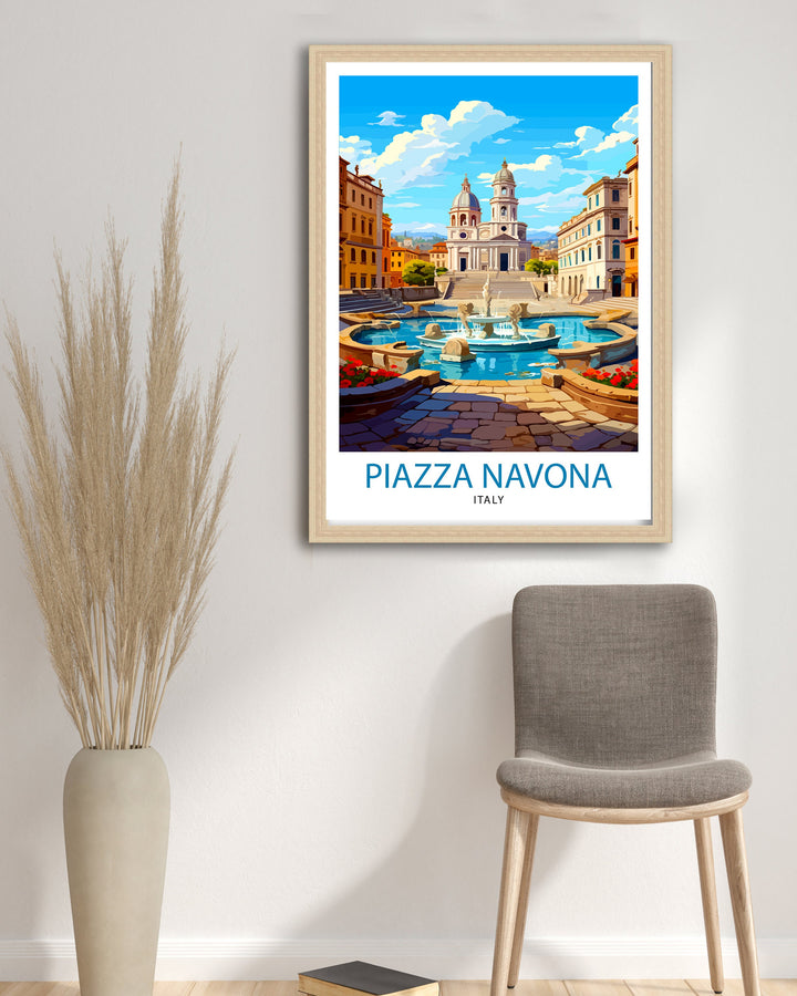 Piazza Navona Italy Travel Poster - Piazza Navona