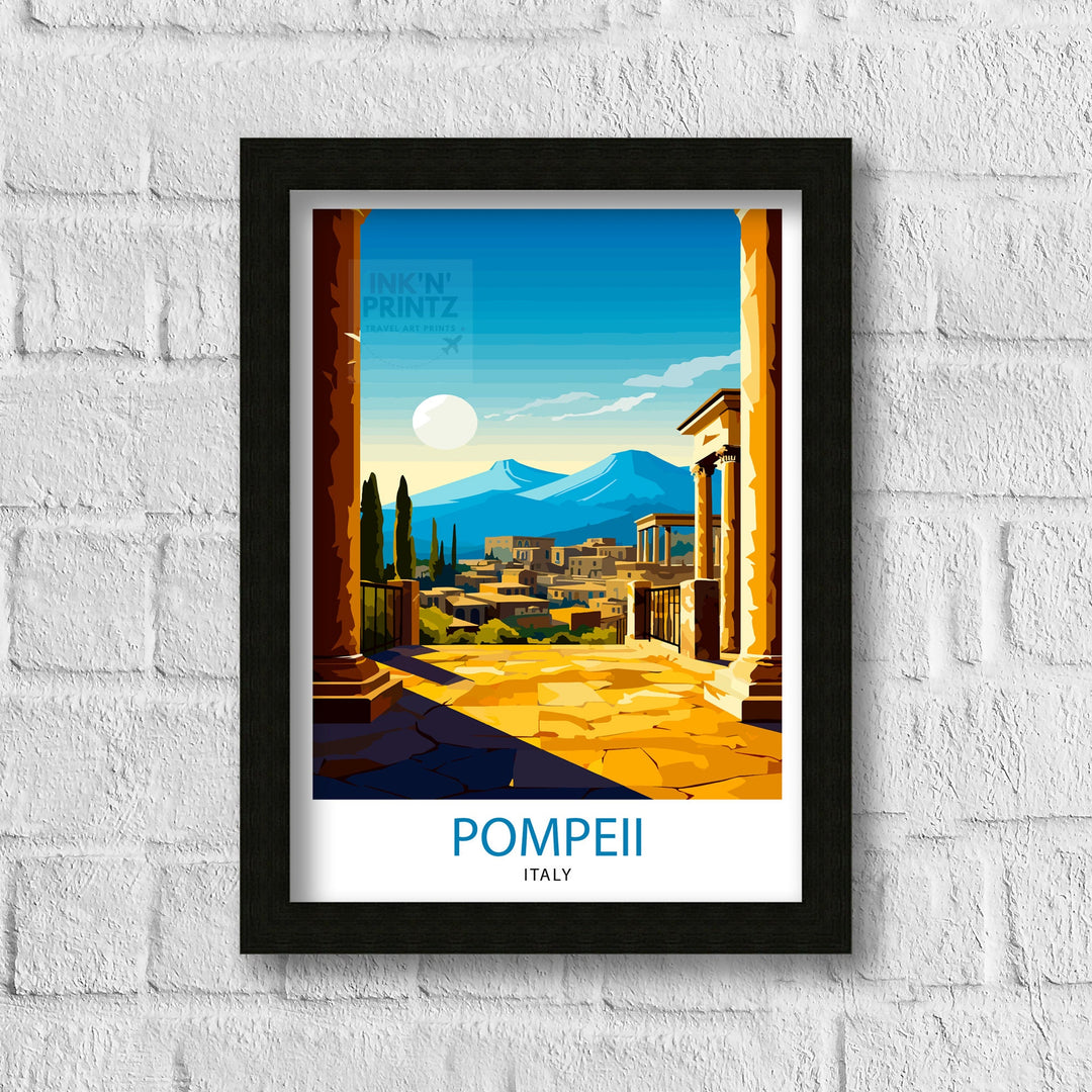 Pompeii Italy Travel Poster Pompeii