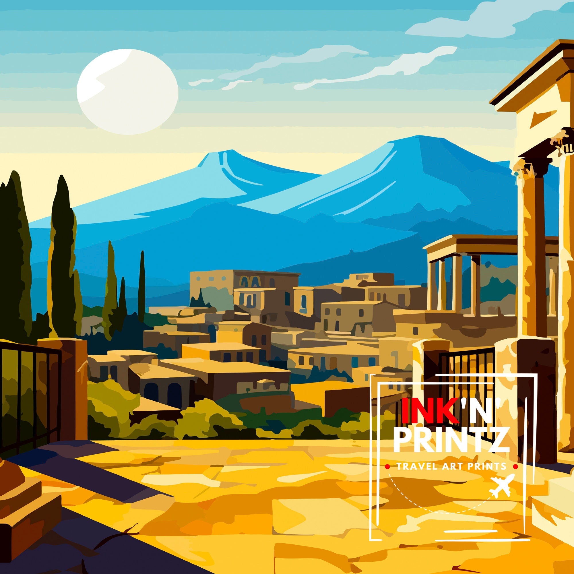 Pompeii Italy Travel Print Pompeii Wall Decor Pompeii Poster Italy Travel Prints Pompeii Art Print Pompeii Illustration Pompeii Wall Art