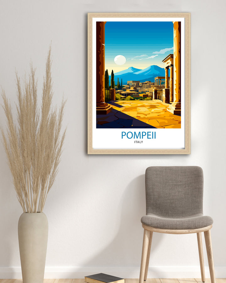 Pompeii Italy Travel Poster Pompeii