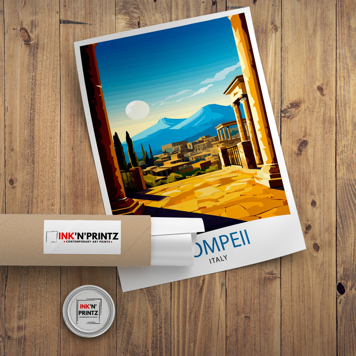 Pompeii Italy Travel Poster Pompeii