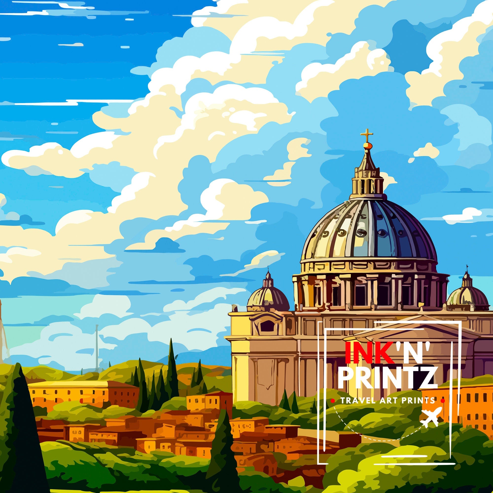 The Pantheon Rome Travel Print Pantheon Wall Decor Pantheon Poster Rome Travel Prints Pantheon Art Print Pantheon Illustration Pantheon Wall