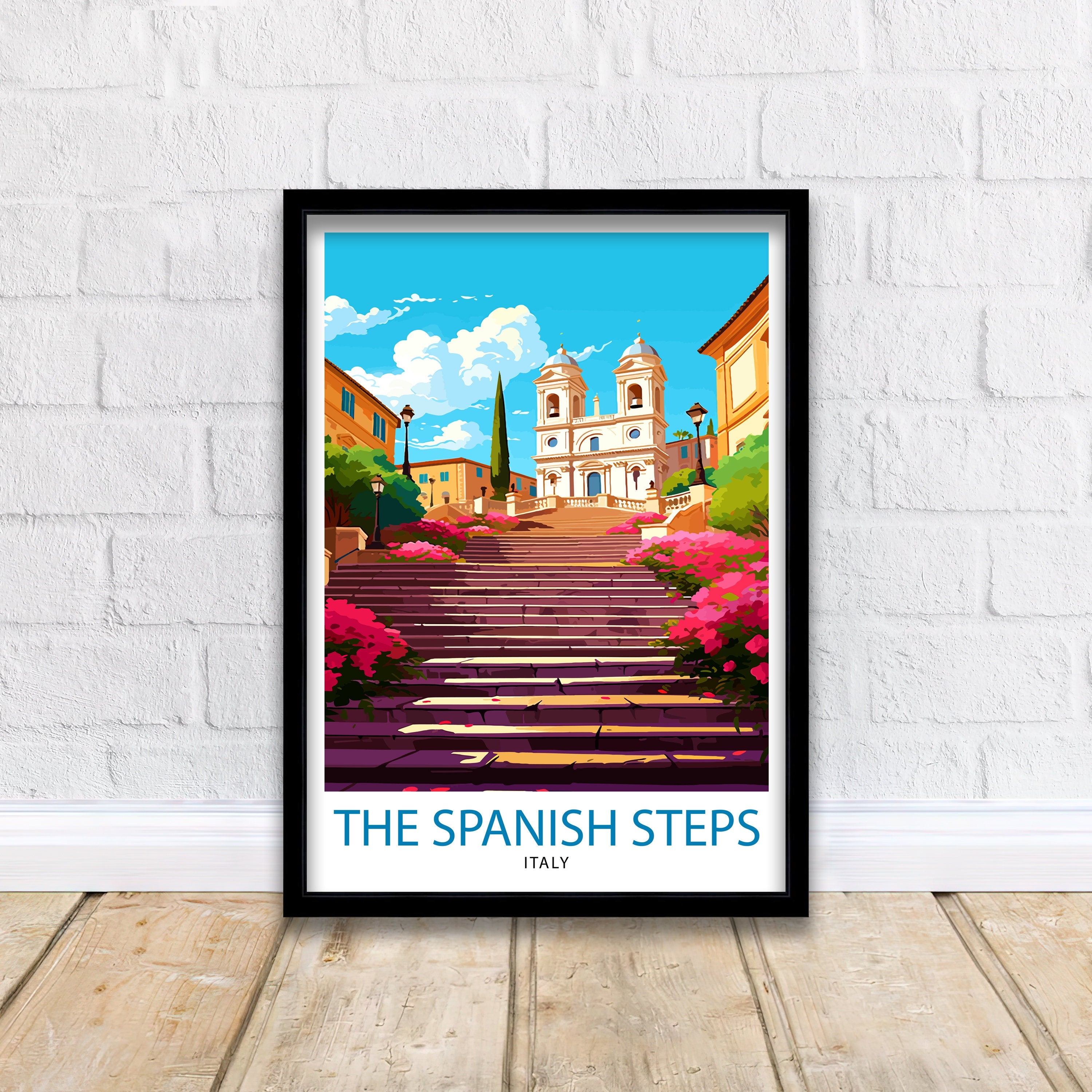 Spanish Steps Rome Italy Travel Print Rome Wall Decor Spanish Steps Poster Italy Travel Prints Rome Art Print Spanish Steps Illustration