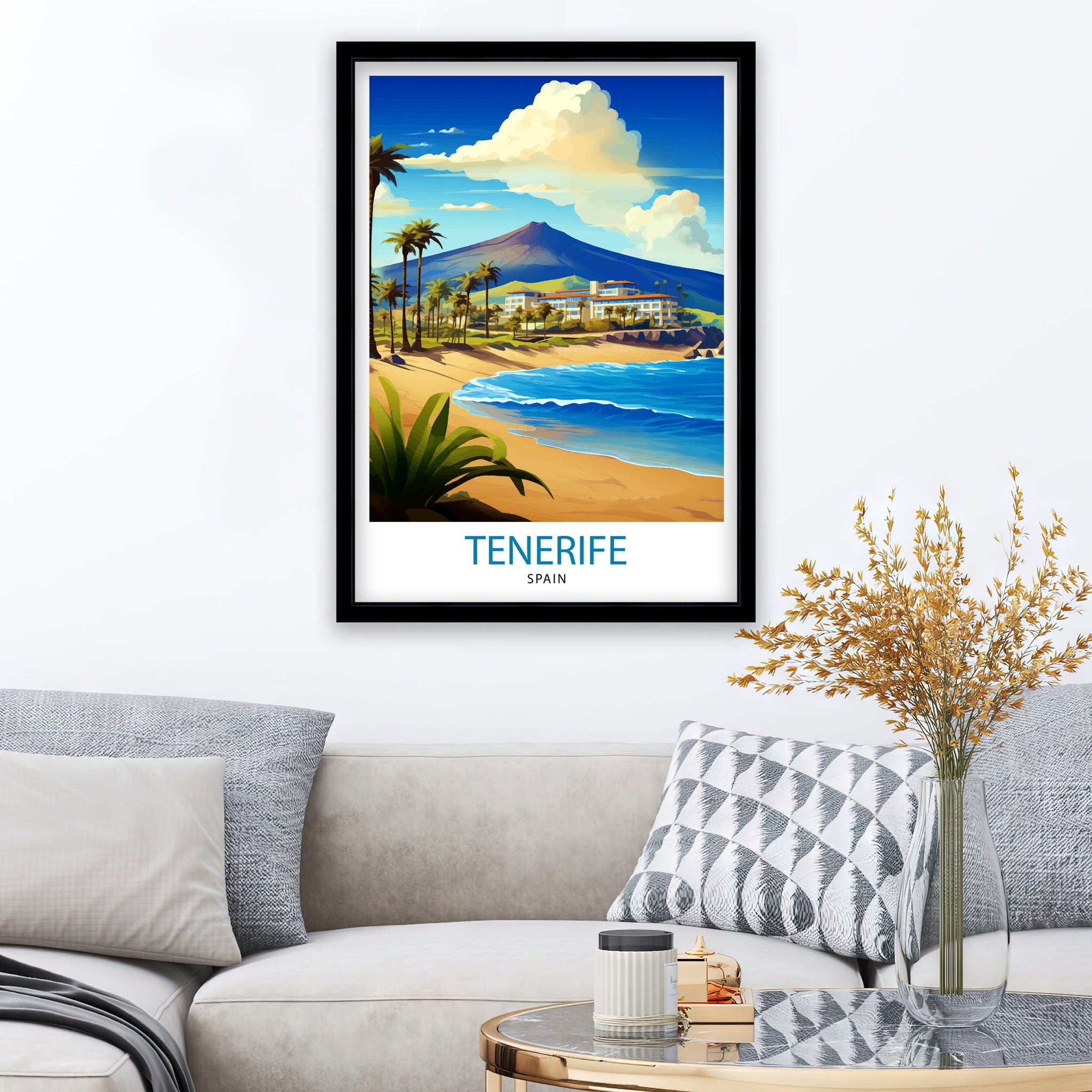 Tenerife Spain Travel Print Tenerife Wall Decor Tenerife Home Living Decor Tenerife Illustration Travel Poster Gift For Tenerife Spain Home