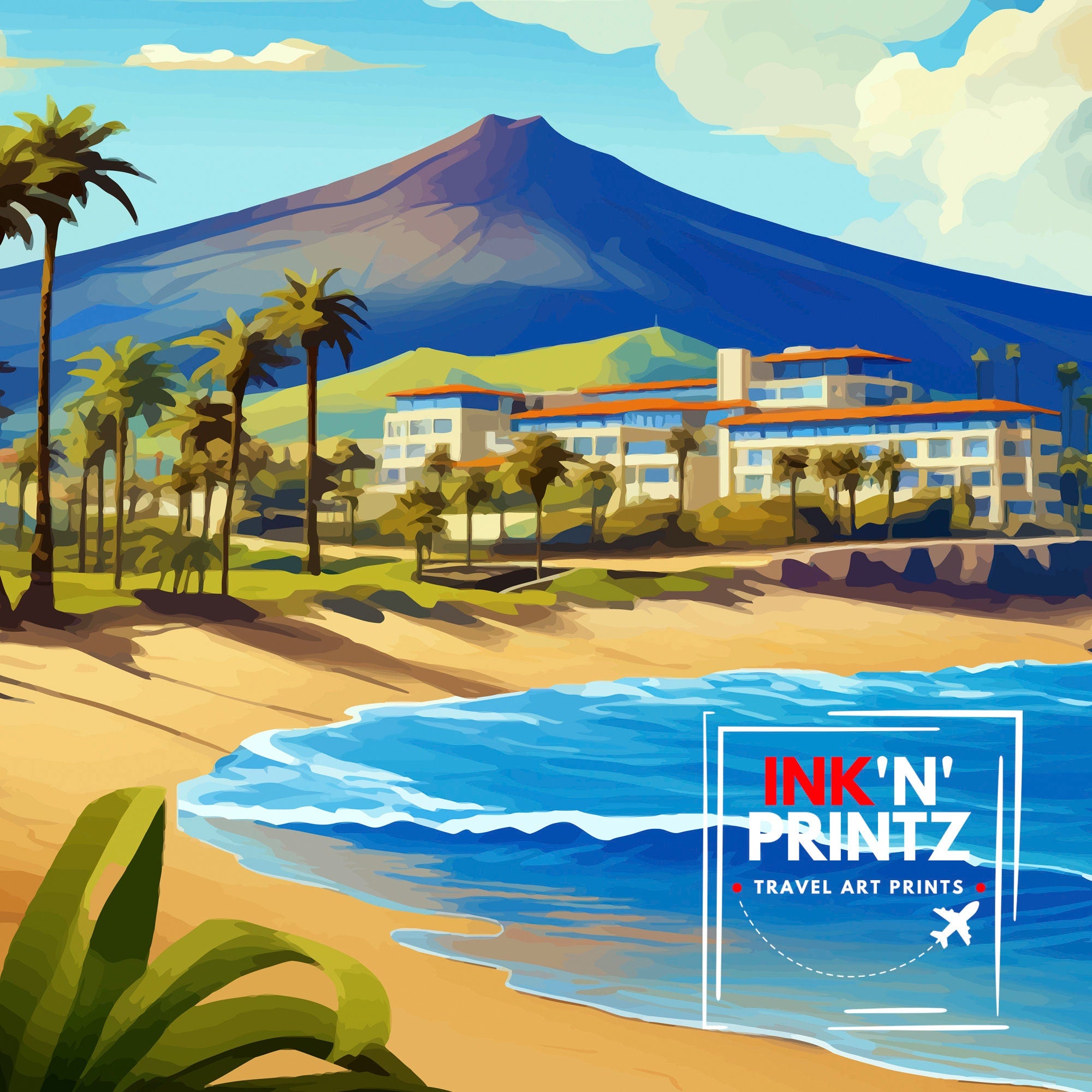 Tenerife Spain Travel Print Tenerife Wall Decor Tenerife Home Living Decor Tenerife Illustration Travel Poster Gift For Tenerife Spain Home