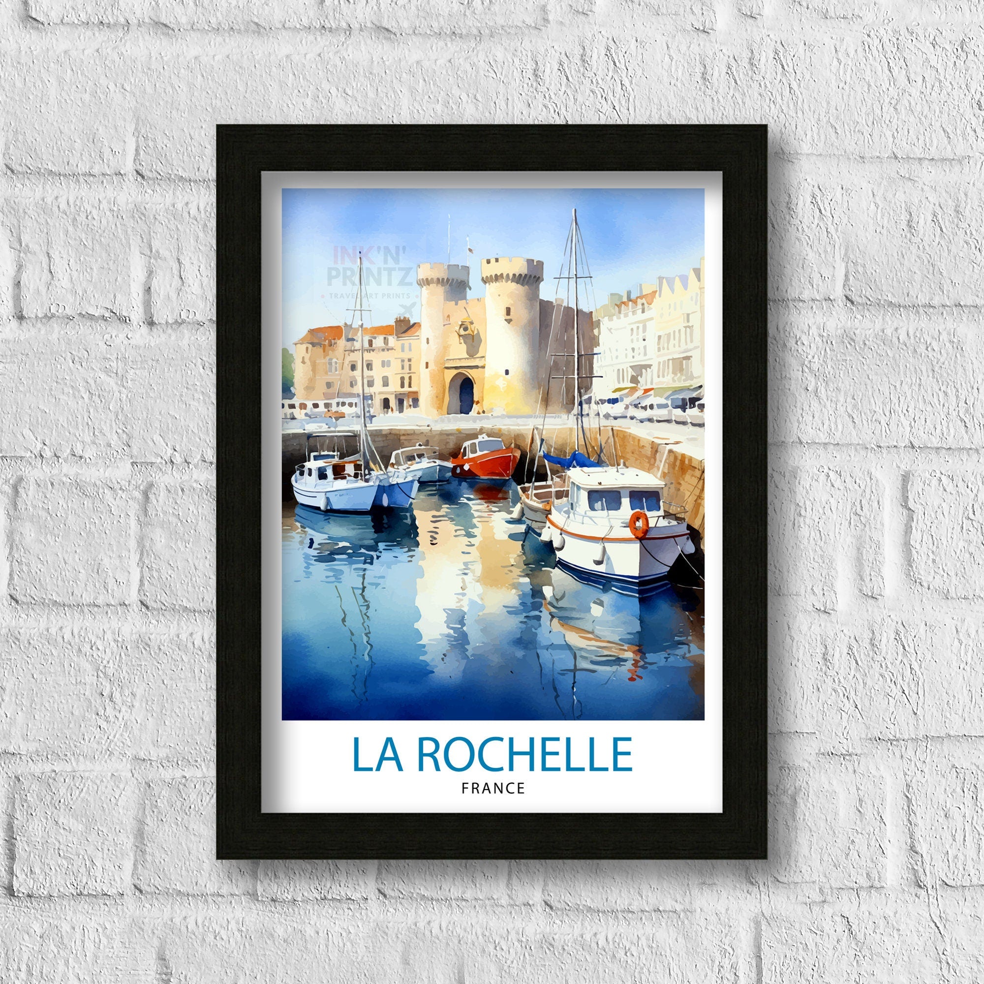 La Rochelle Travel Print La Rochelle Wall Decor France Illustration Travel Poster Gift for La Rochelle Home Decor