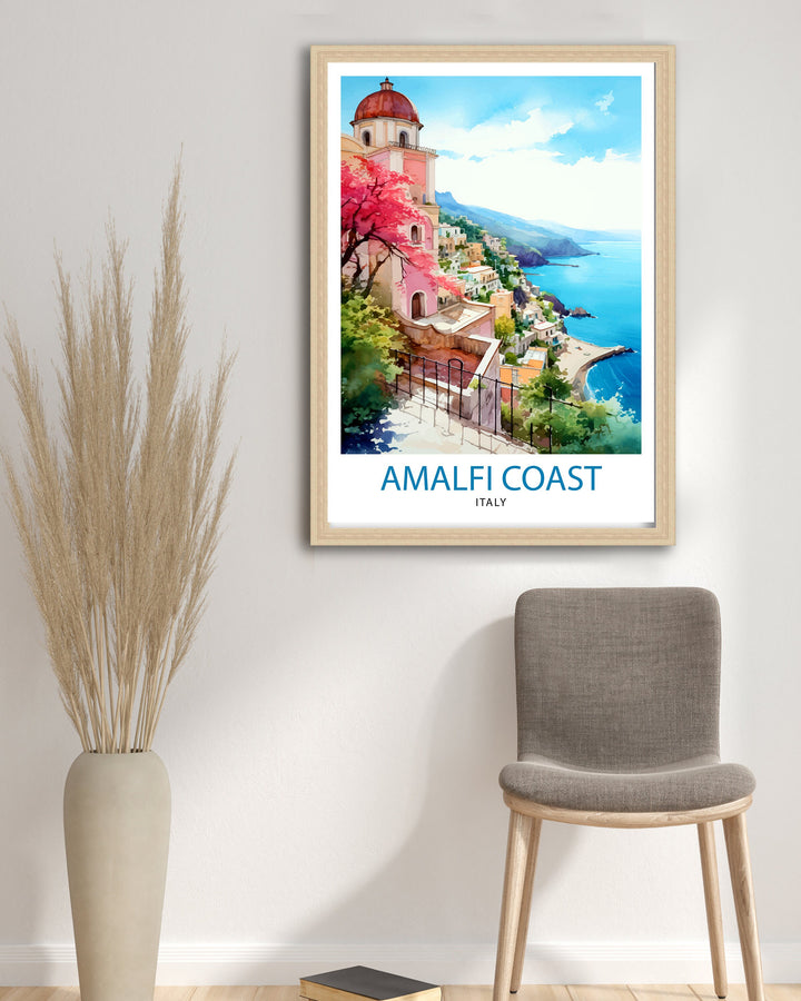 Amalfi Coast Italy Travel Poster Amalfi Coast