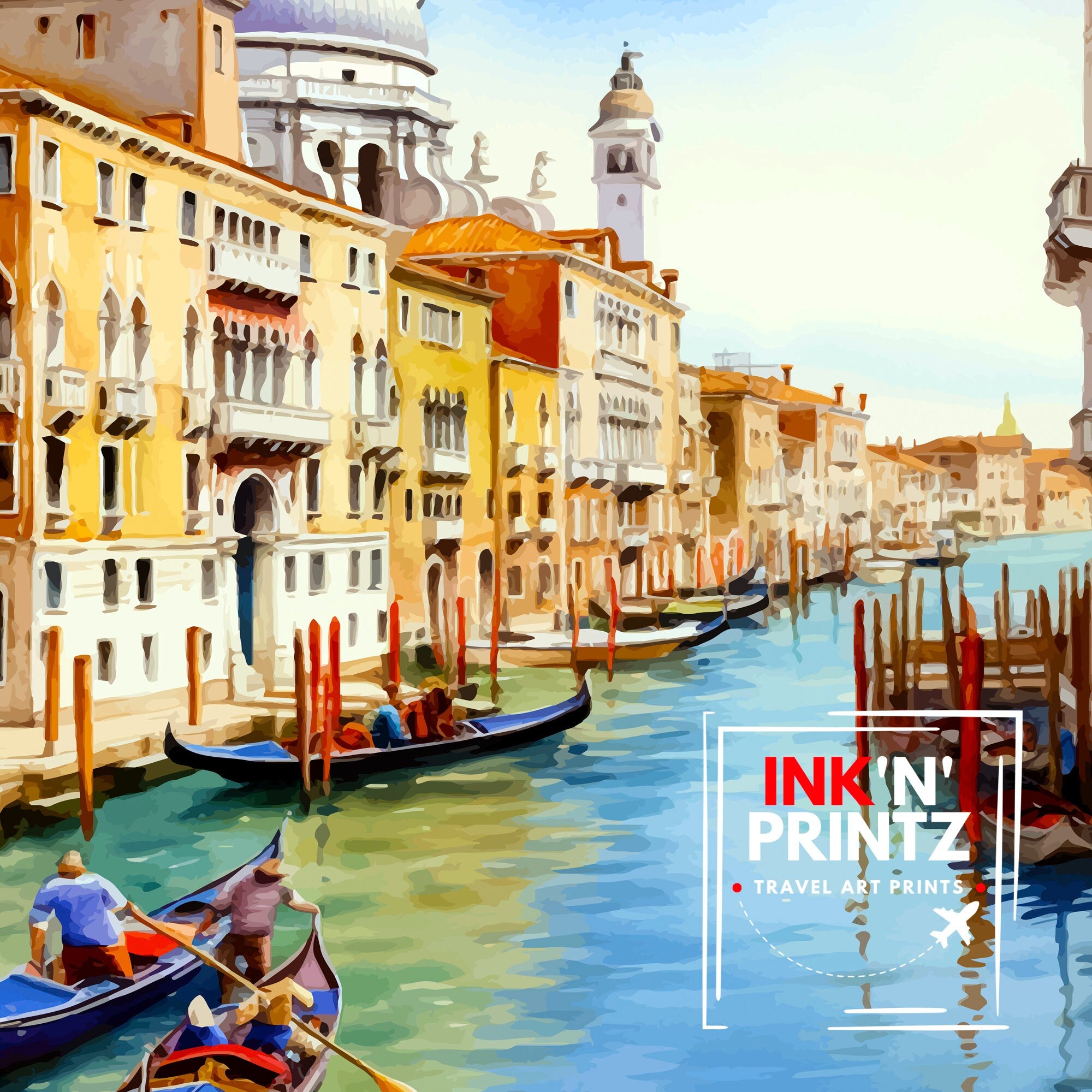 Venice Travel Print Venice Wall Decor Venice Home Living Decor Venice Italy City Print Capital City Venice Canal Poster Venice Illustration