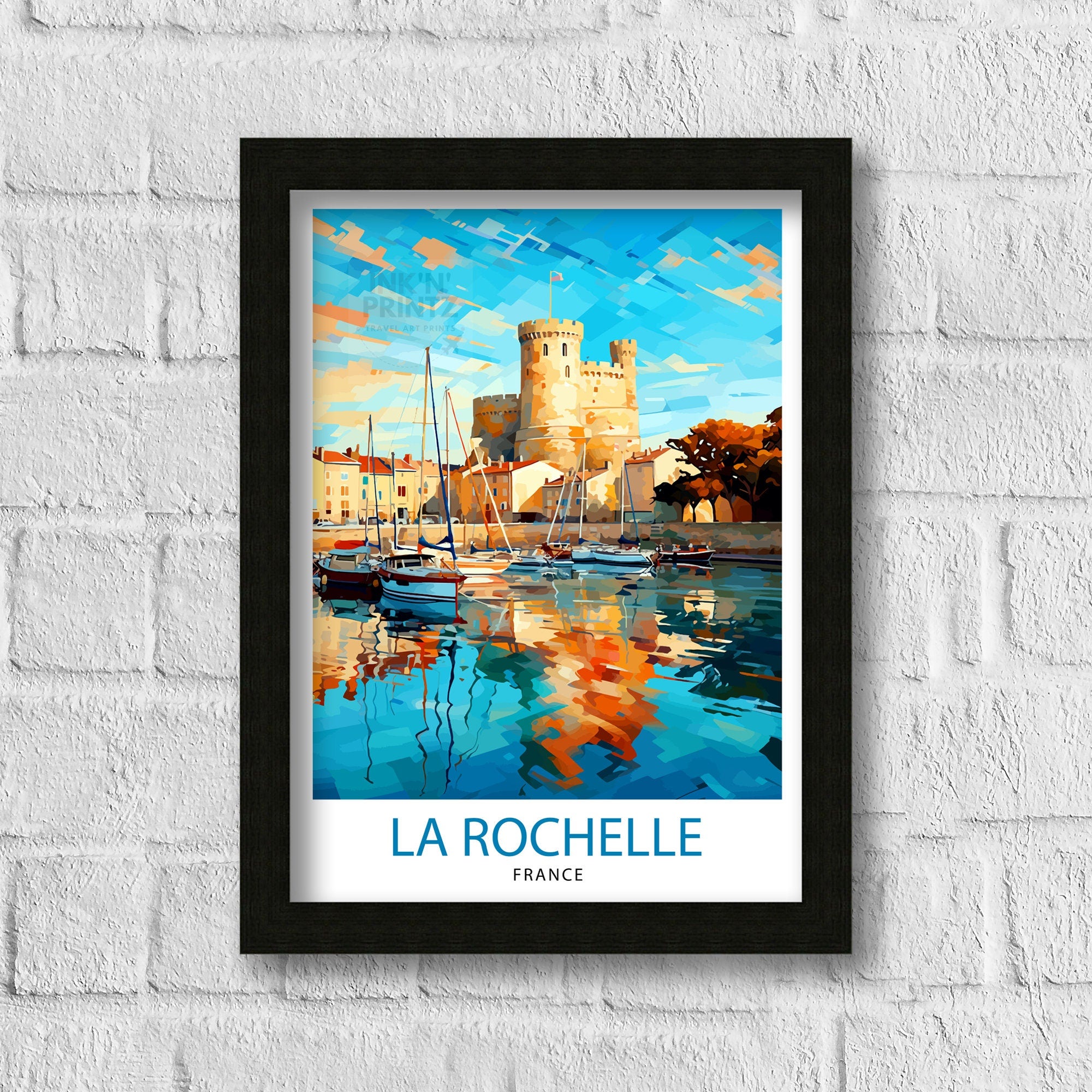 La Rochelle Travel Print La Rochelle Wall Decor France Illustration Travel Poster Gift for La Rochelle Home Decor