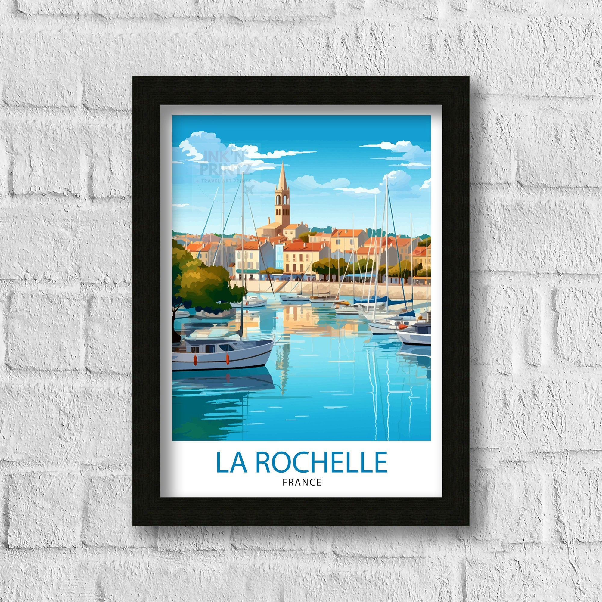 La Rochelle Travel Print La Rochelle Wall Decor France Illustration Travel Poster Gift for La Rochelle Home Decor