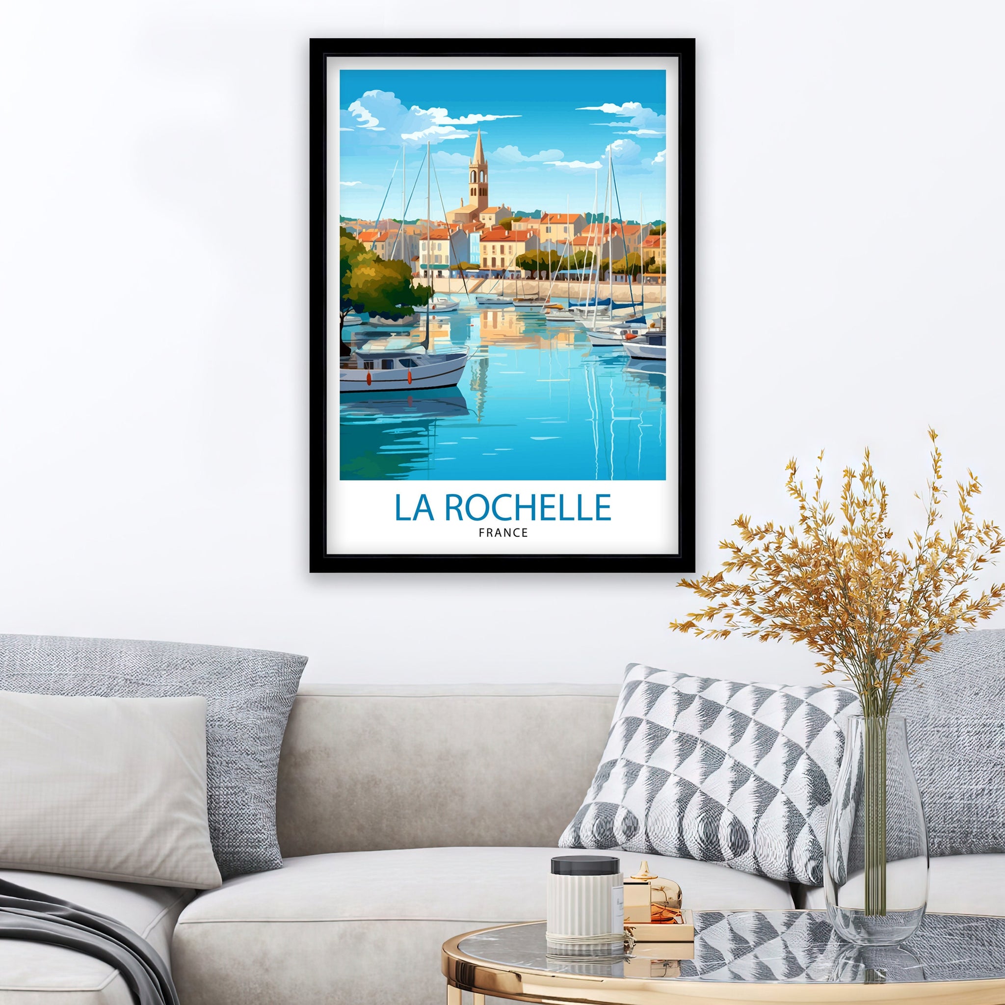 La Rochelle Travel Print La Rochelle Wall Decor France Illustration Travel Poster Gift for La Rochelle Home Decor