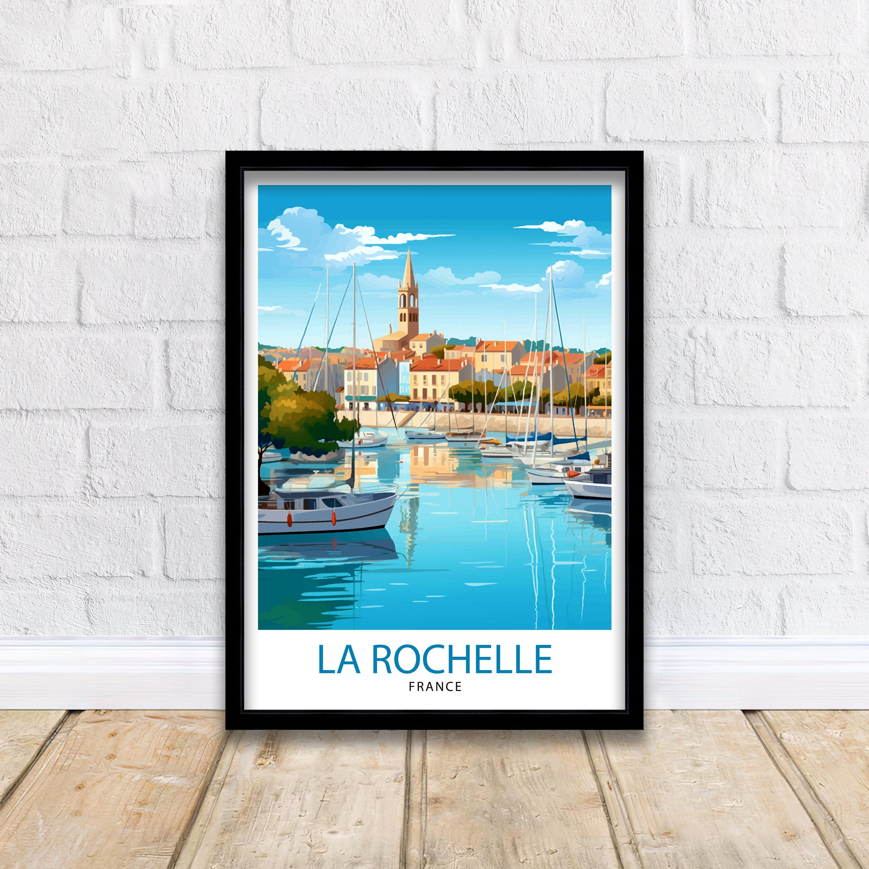La Rochelle Travel Print La Rochelle Wall Decor France Illustration Travel Poster Gift for La Rochelle Home Decor