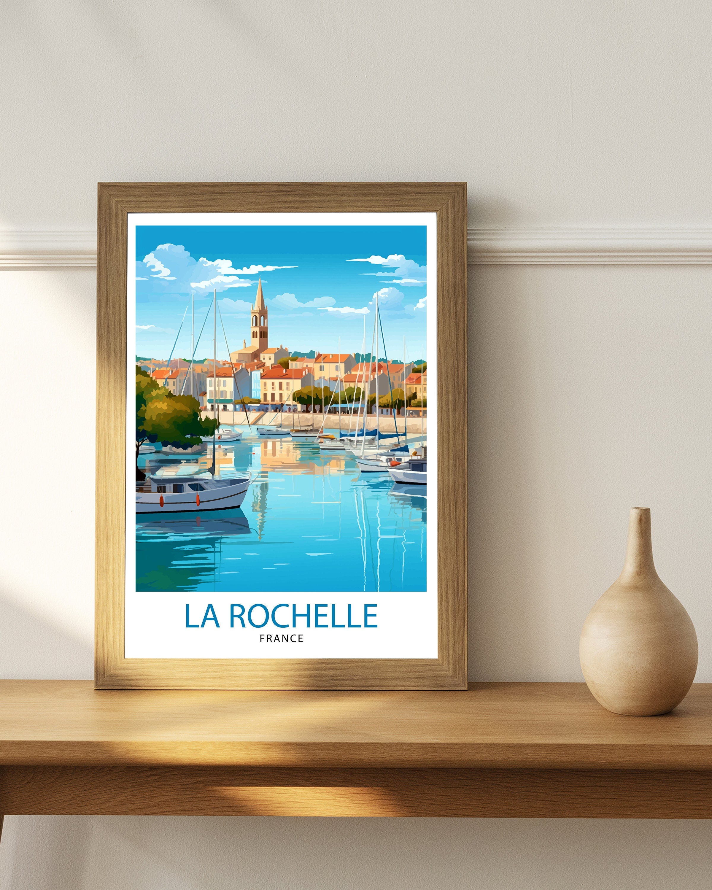 La Rochelle Travel Print La Rochelle Wall Decor France Illustration Travel Poster Gift for La Rochelle Home Decor