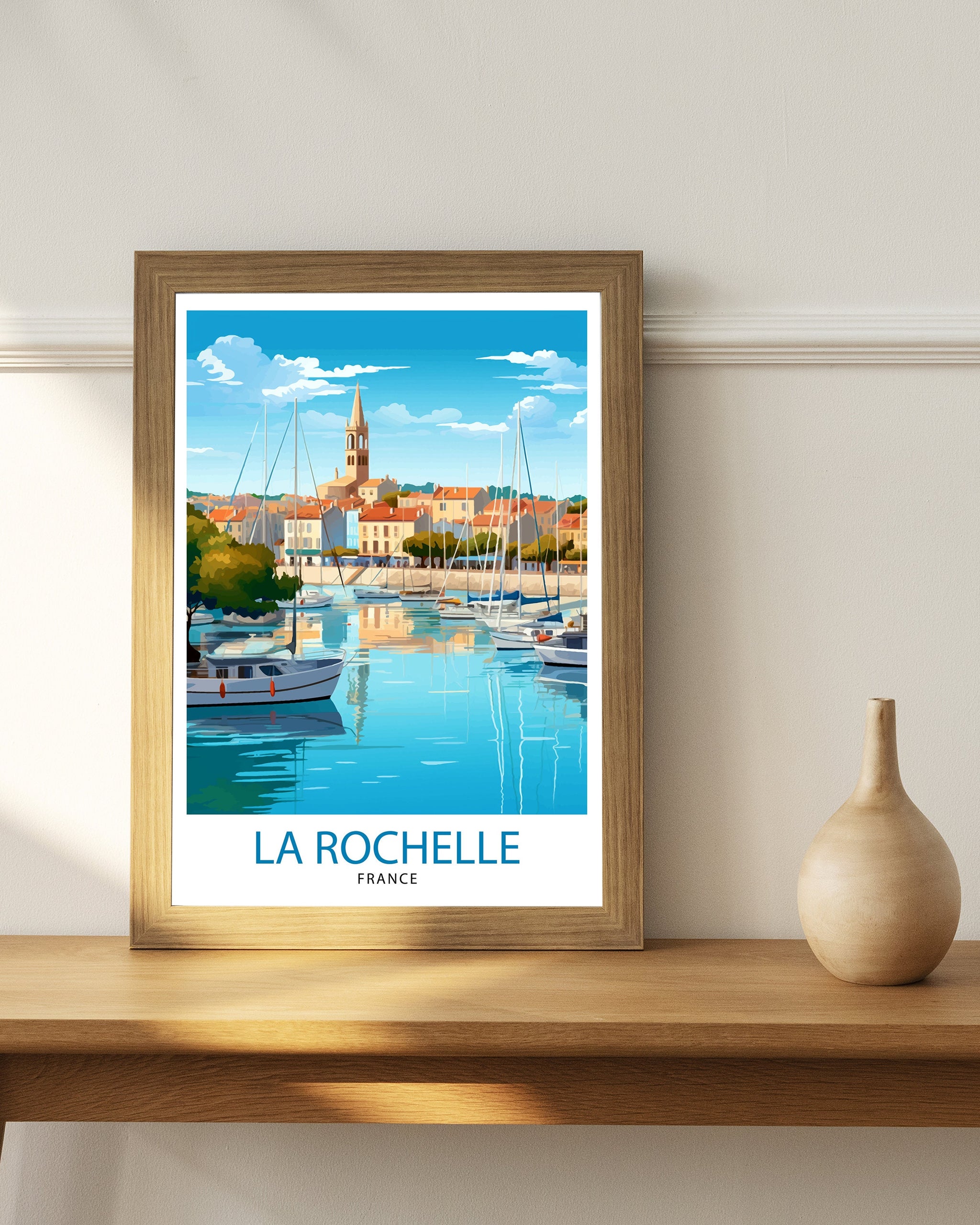 La Rochelle Travel Print La Rochelle Wall Decor France Illustration Travel Poster Gift for La Rochelle Home Decor