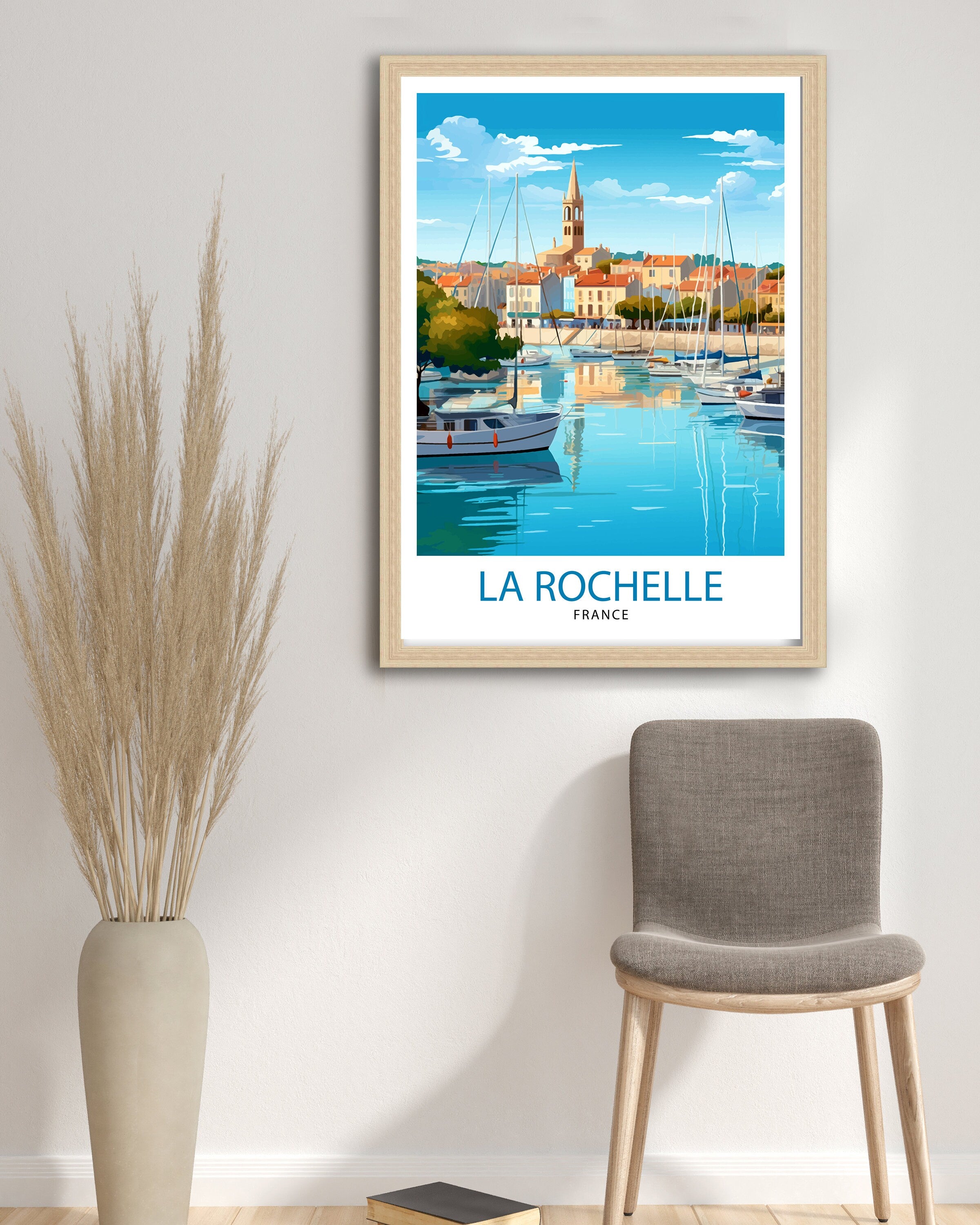 La Rochelle Travel Print La Rochelle Wall Decor France Illustration Travel Poster Gift for La Rochelle Home Decor