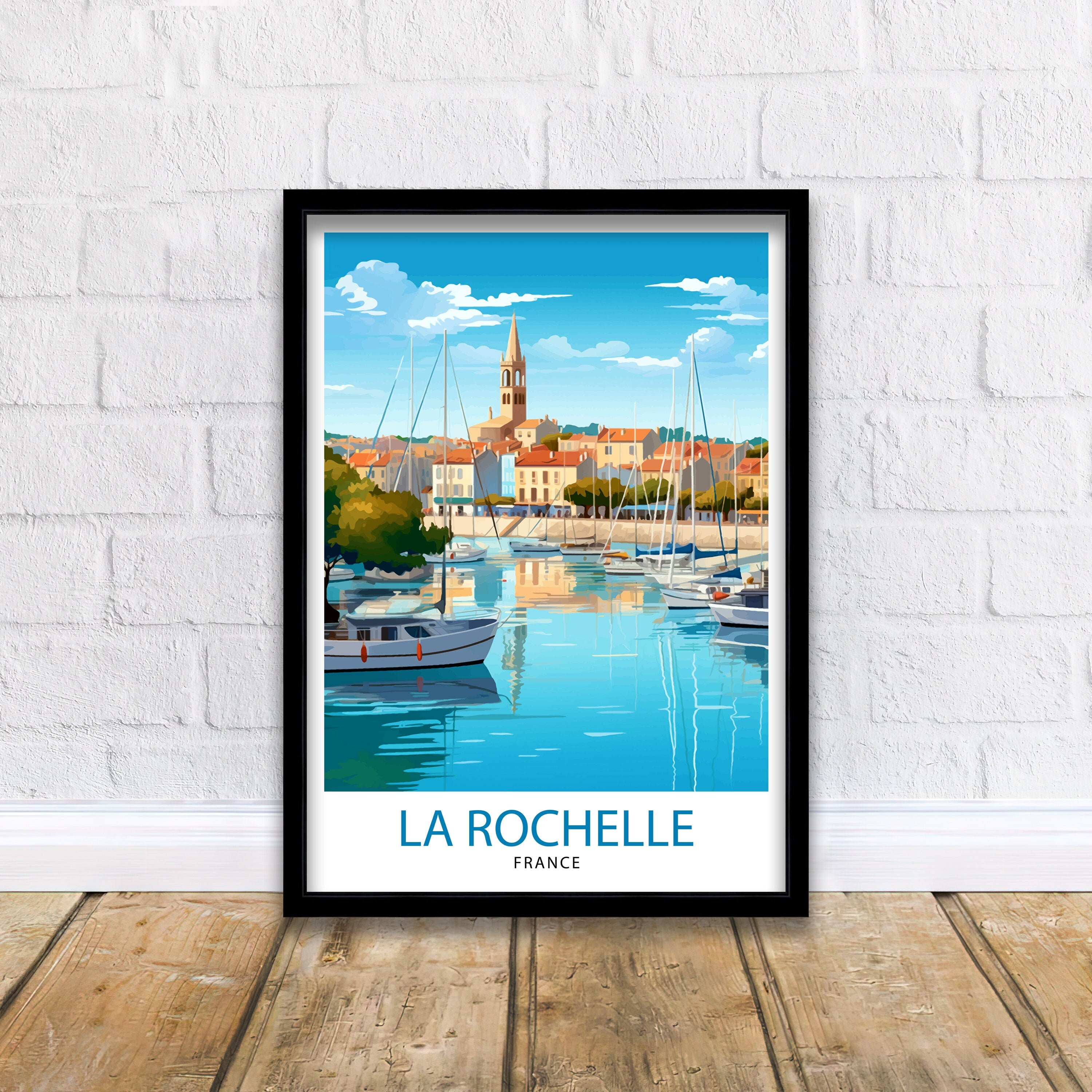 La Rochelle Travel Print La Rochelle Wall Decor France Illustration Travel Poster Gift for La Rochelle Home Decor