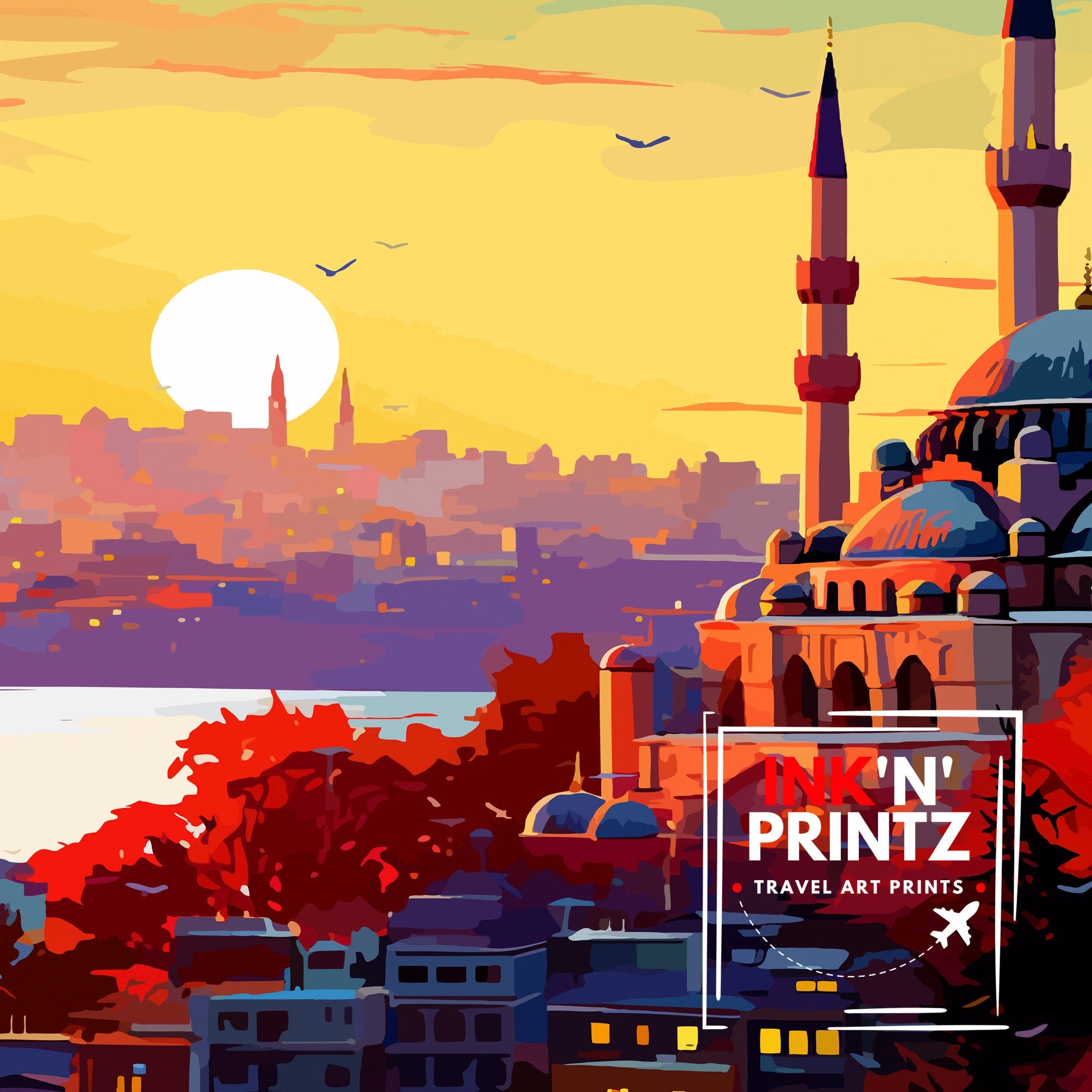 Istanbul Turkey Travel Print Istanbul Wall Art Turkey Illustration Istanbul Travel Poster Turkey Home Decor Gift for Travelers