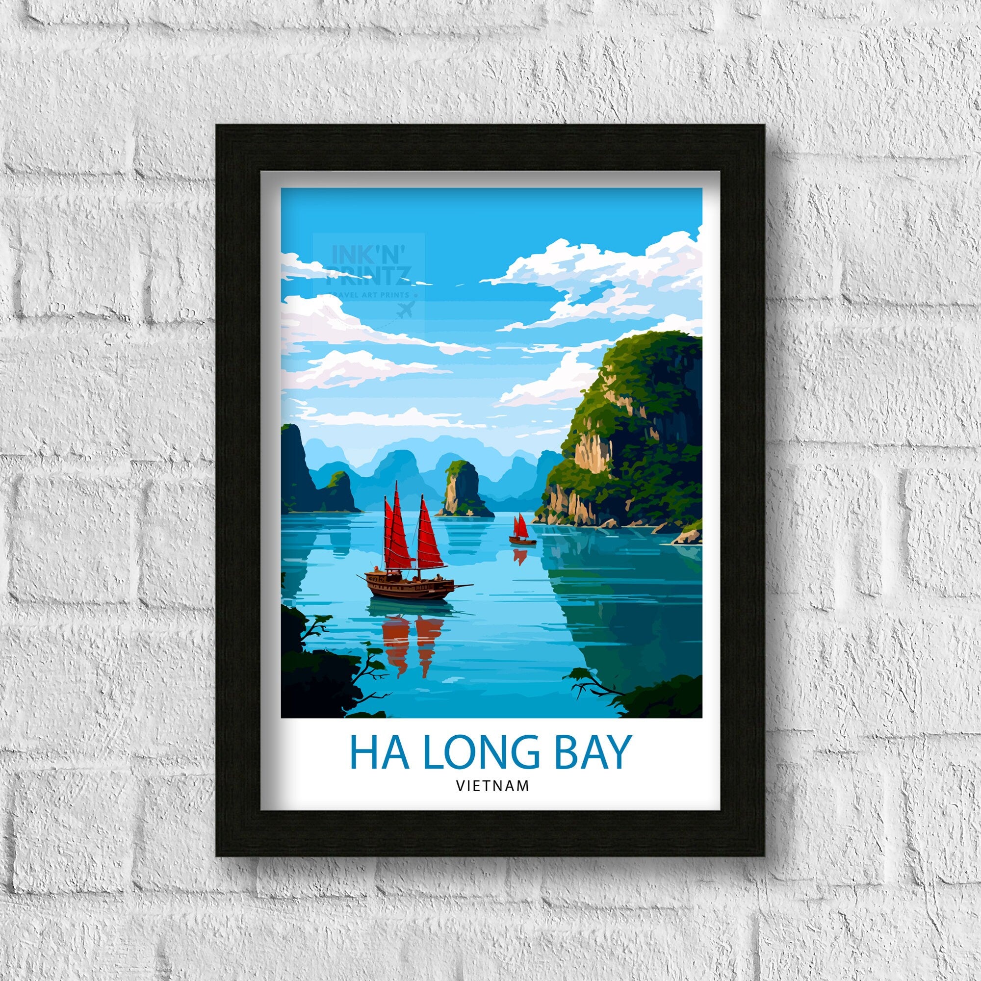 Ha Long Bay Vietnam Travel Print Ha Long Wall Decor Ha Long Poster Vietnam Travel Prints Ha Long Art Print Ha Long Illustration Ha Long Wall