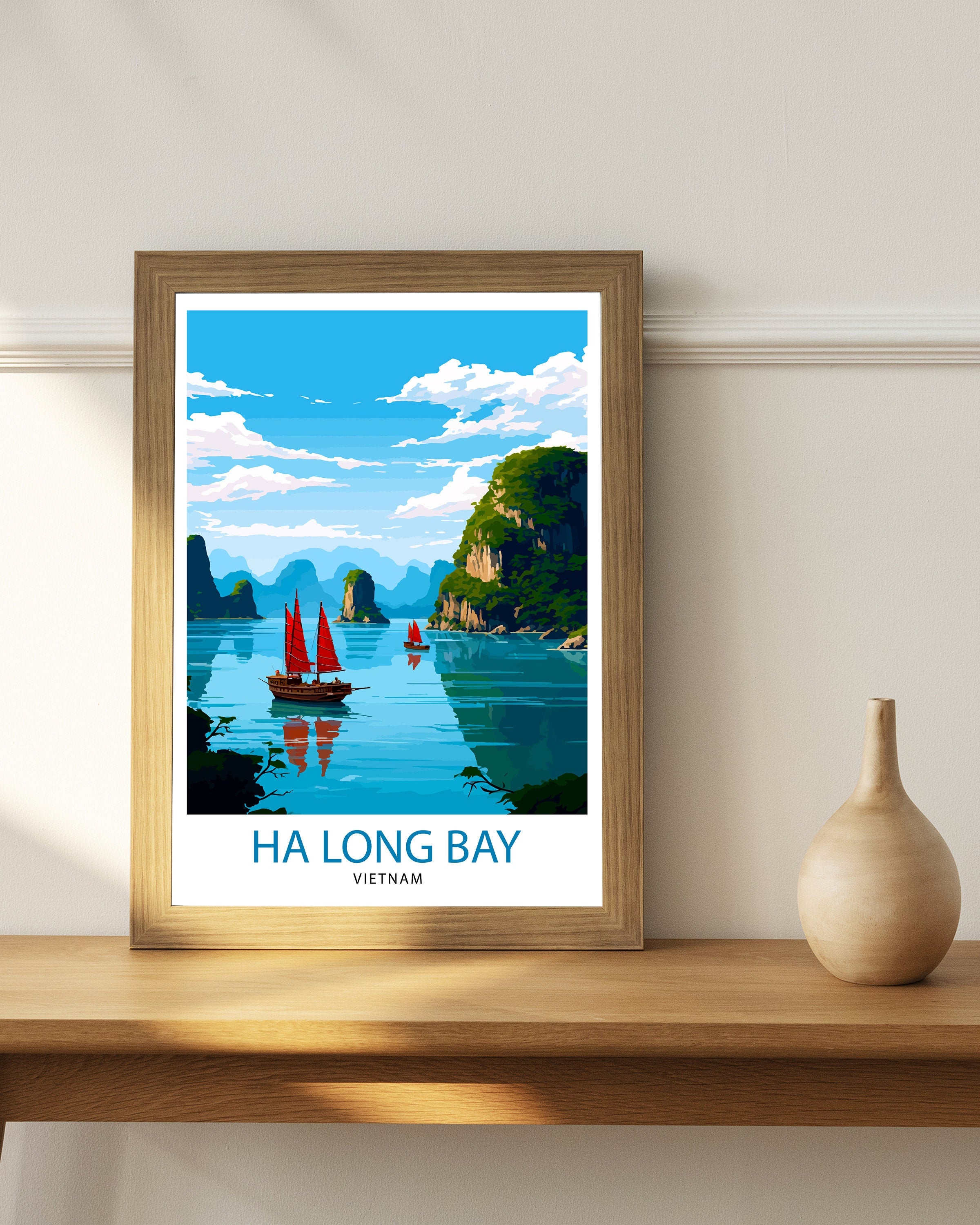 Ha Long Bay Vietnam Travel Print Ha Long Wall Decor Ha Long Poster Vietnam Travel Prints Ha Long Art Print Ha Long Illustration Ha Long Wall