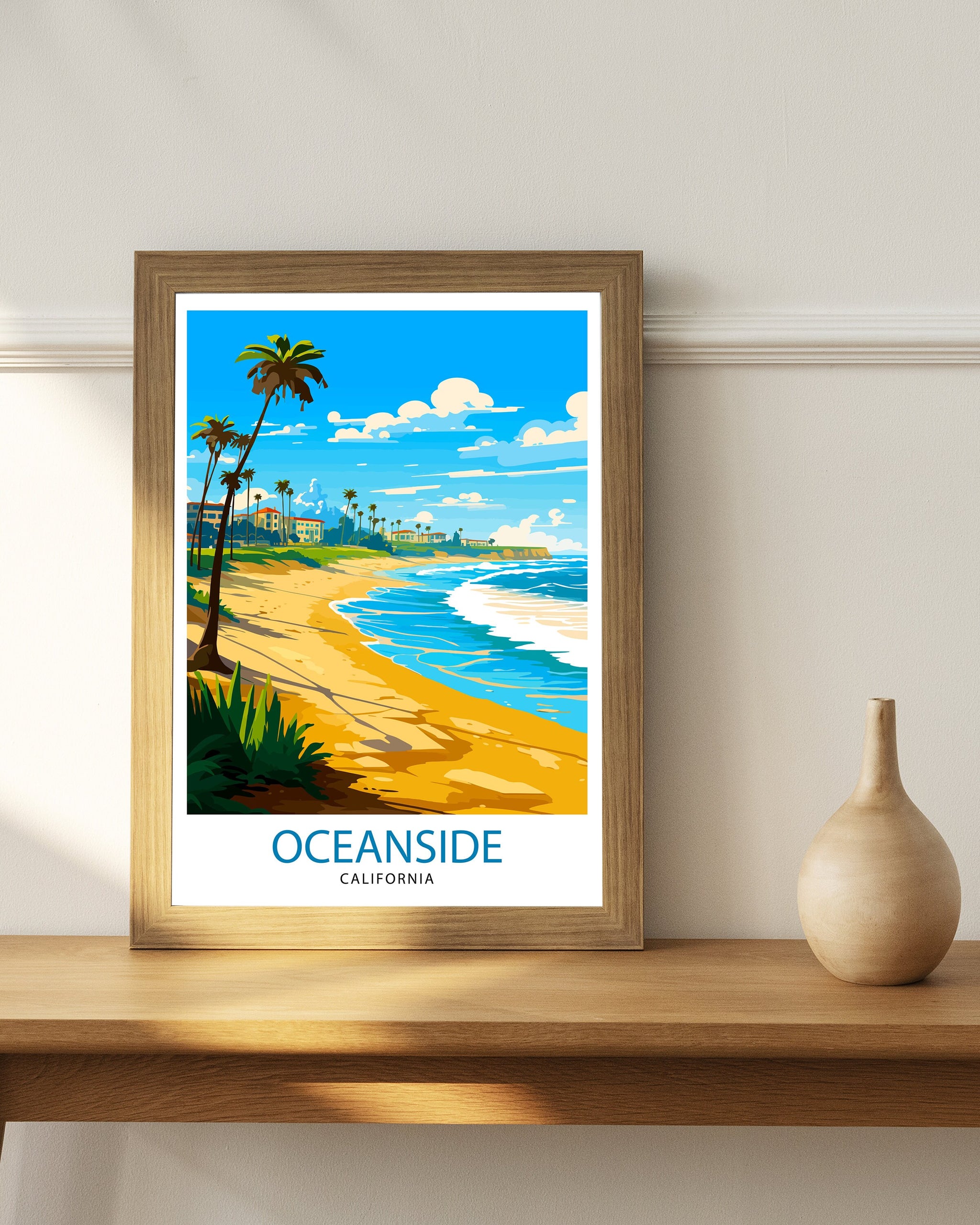 Oceanside California Travel Print Oceanside Wall Decor Oceanside Poster California Travel Prints Oceanside Art Print Oceanside Illustration