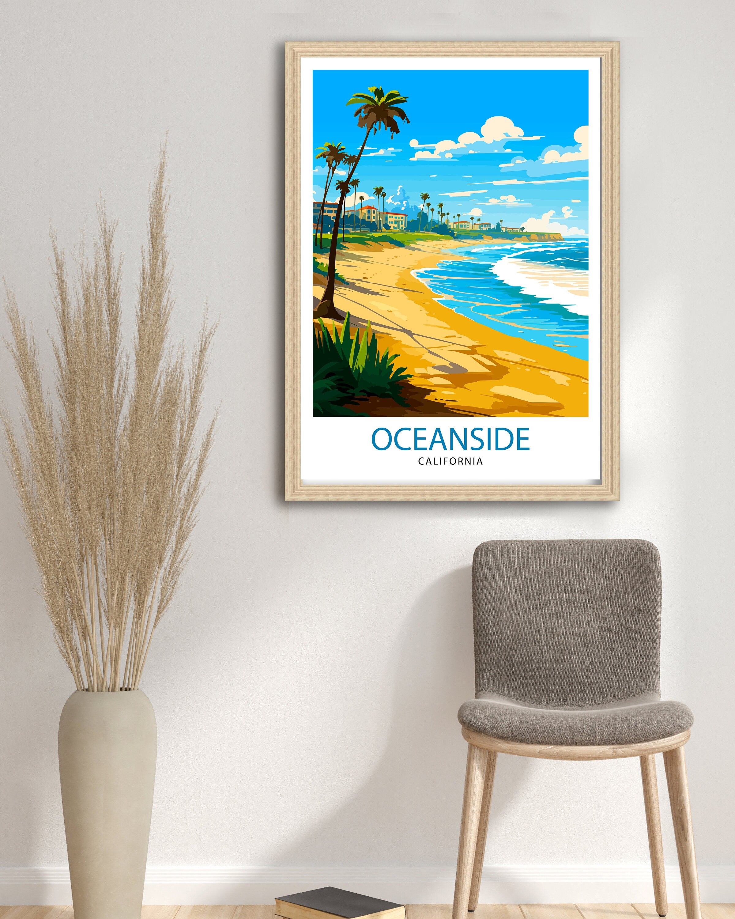 Oceanside California Travel Print Oceanside Wall Decor Oceanside Poster California Travel Prints Oceanside Art Print Oceanside Illustration