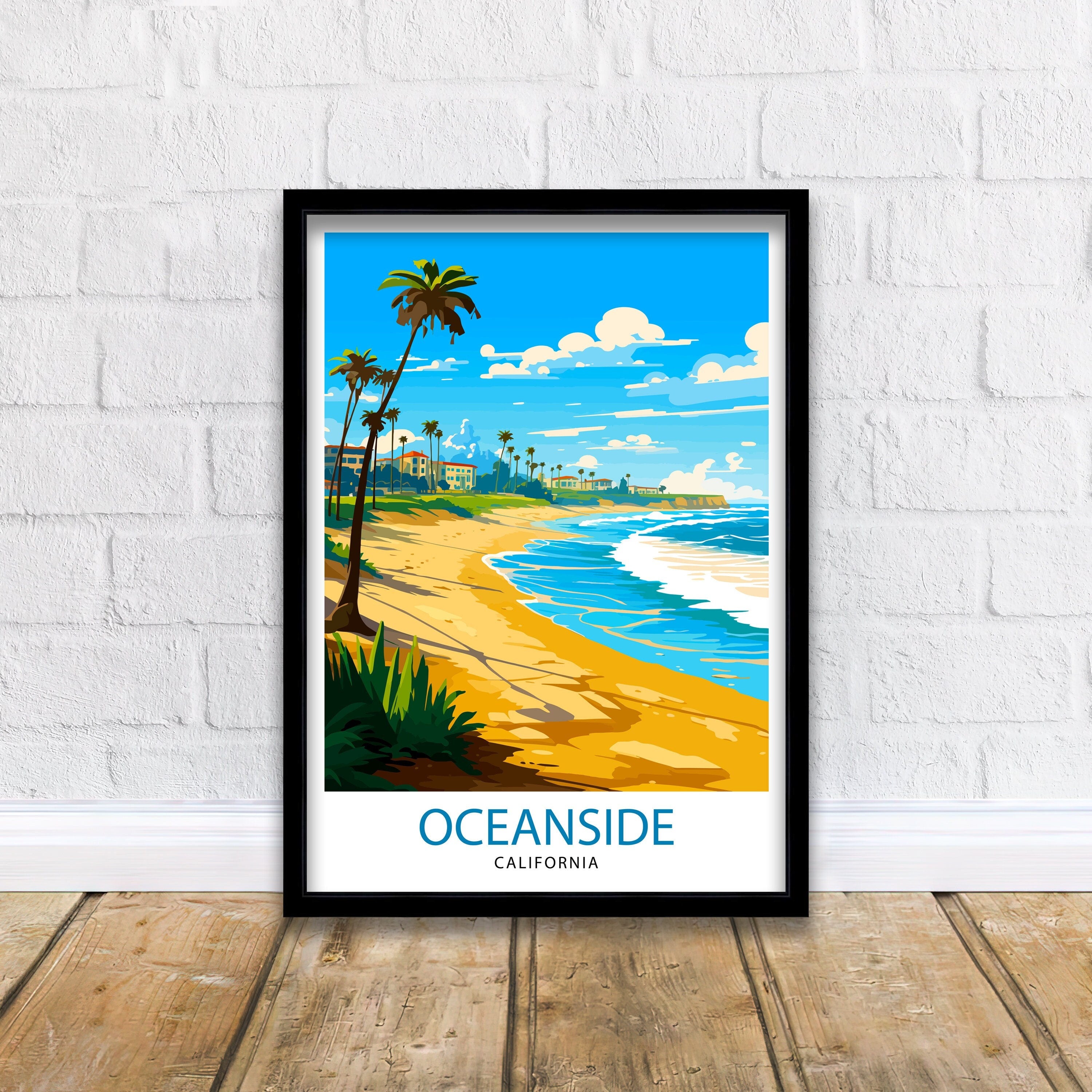 Oceanside California Travel Print Oceanside Wall Decor Oceanside Poster California Travel Prints Oceanside Art Print Oceanside Illustration