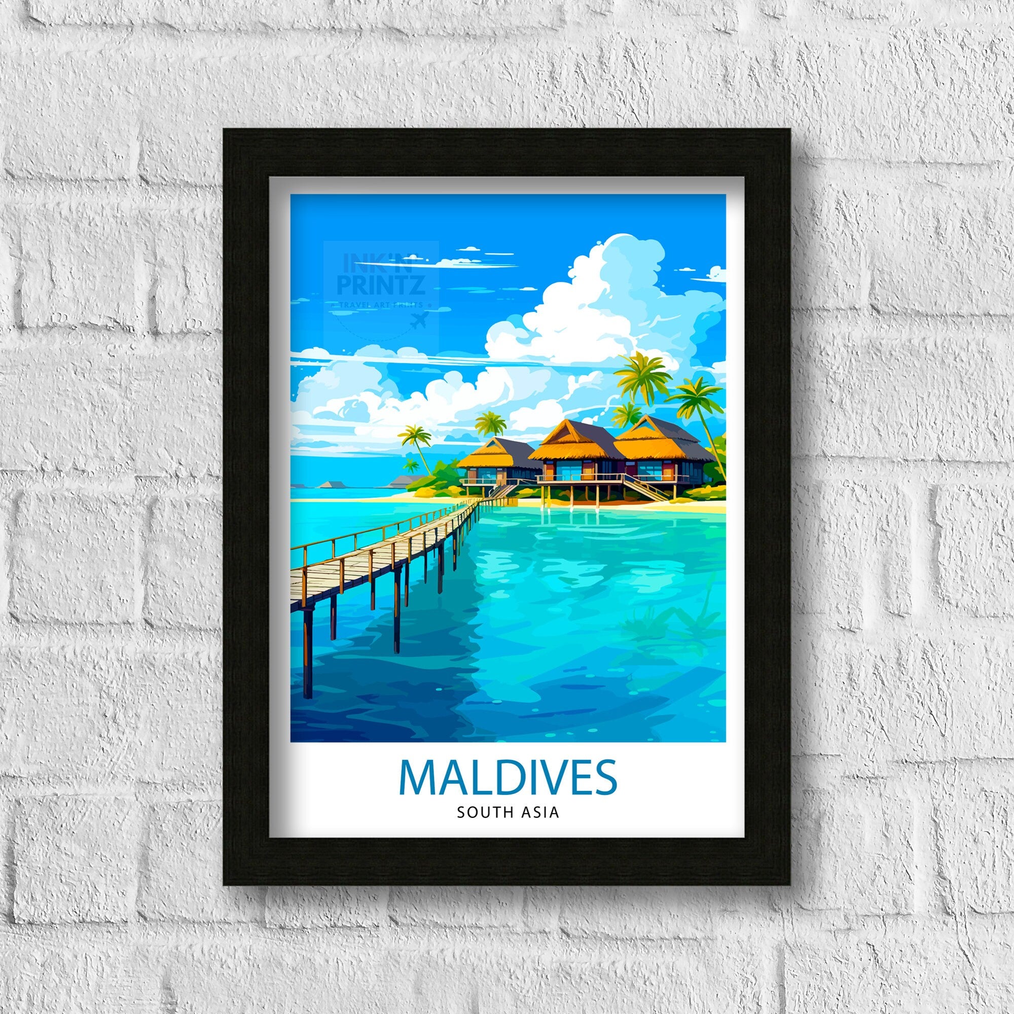 Maldives Travel Print Maldives Wall Decor Maldives Poster Tropical Travel Prints Maldives Art Print Maldives Illustration Maldives Wall Art