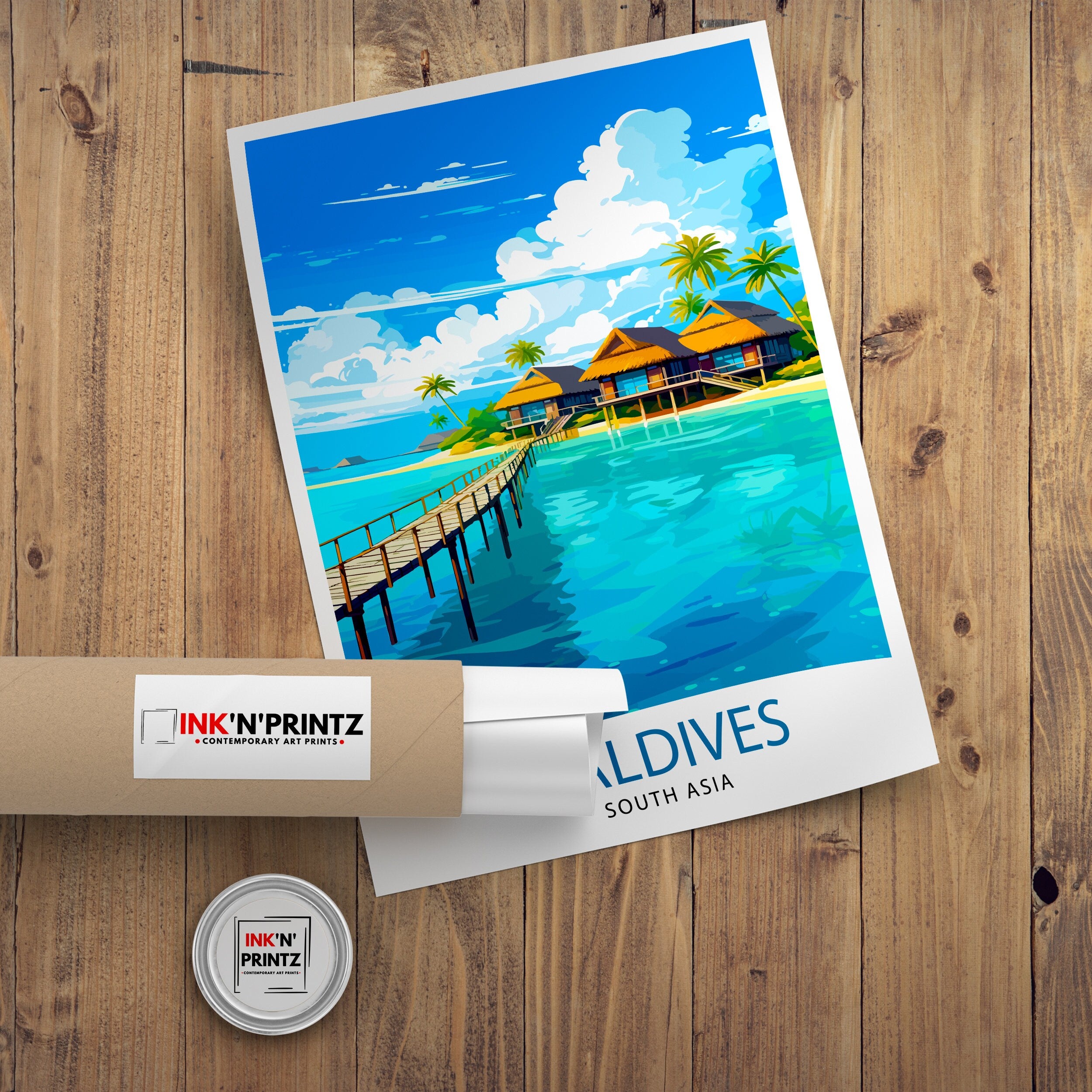 Maldives Travel Print Maldives Wall Decor Maldives Poster Tropical Travel Prints Maldives Art Print Maldives Illustration Maldives Wall Art